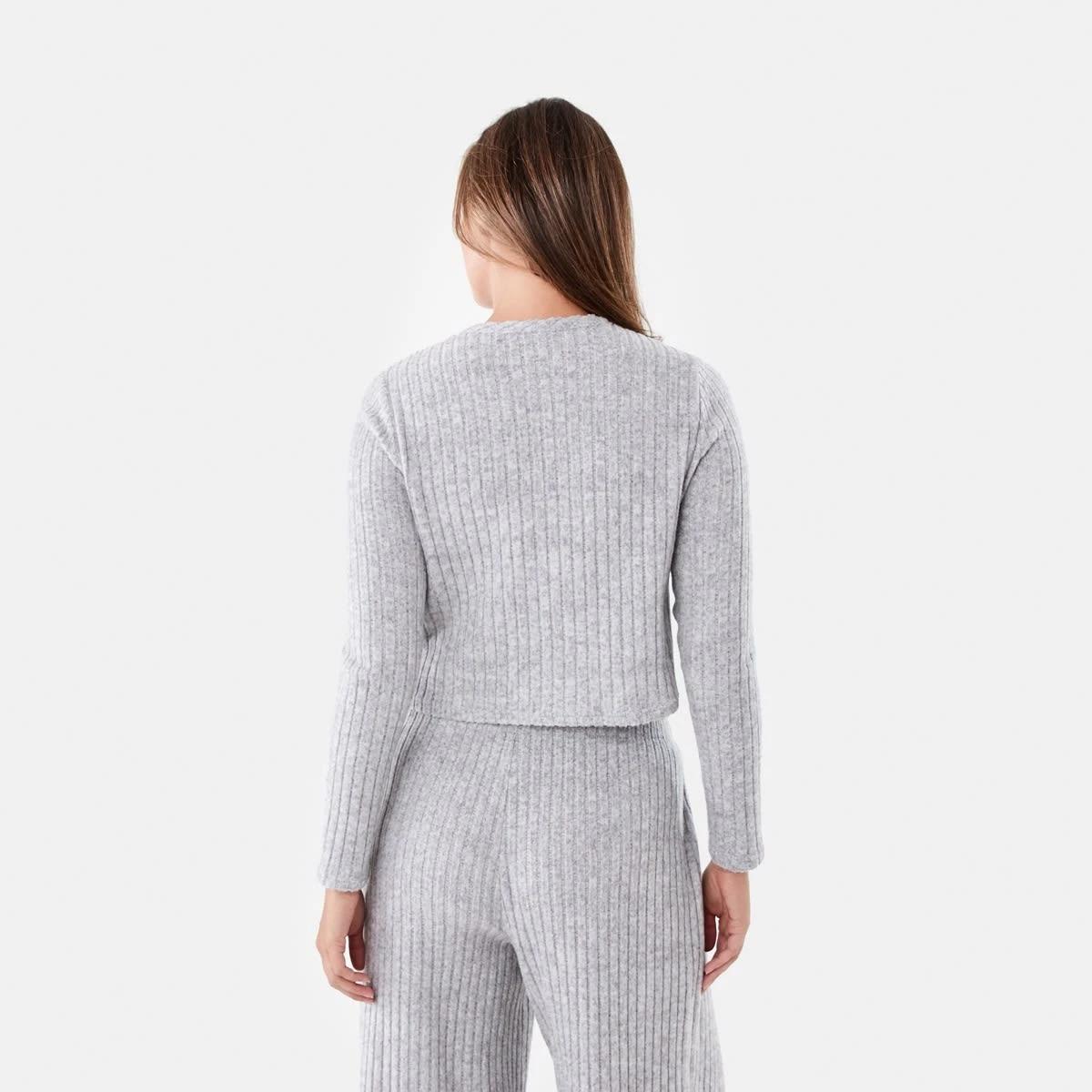 3 Brushed Ribbed Long Sleeve Lounge Top Slvr Marle, 3 of 5