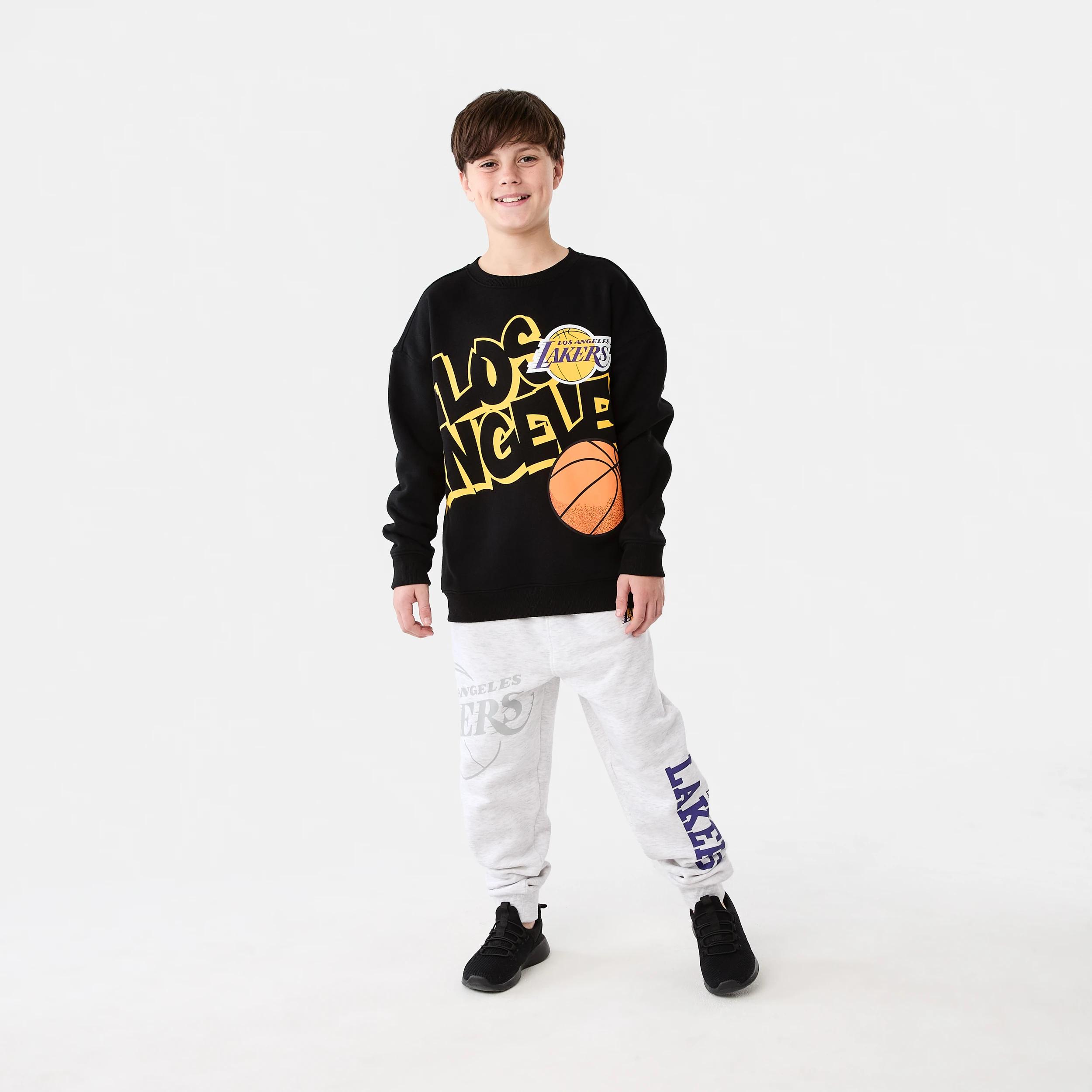 6 Official NBA Kids Fleece Crew Neck Top BLACK LAKERS FLEECE CREW, 6 of 7