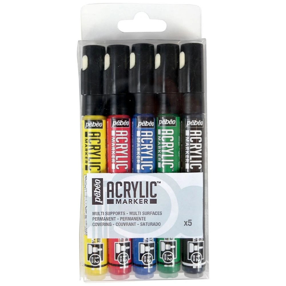 1 Pebeo Acrylic Marker Set Basics 5 Pack, 1 of 1