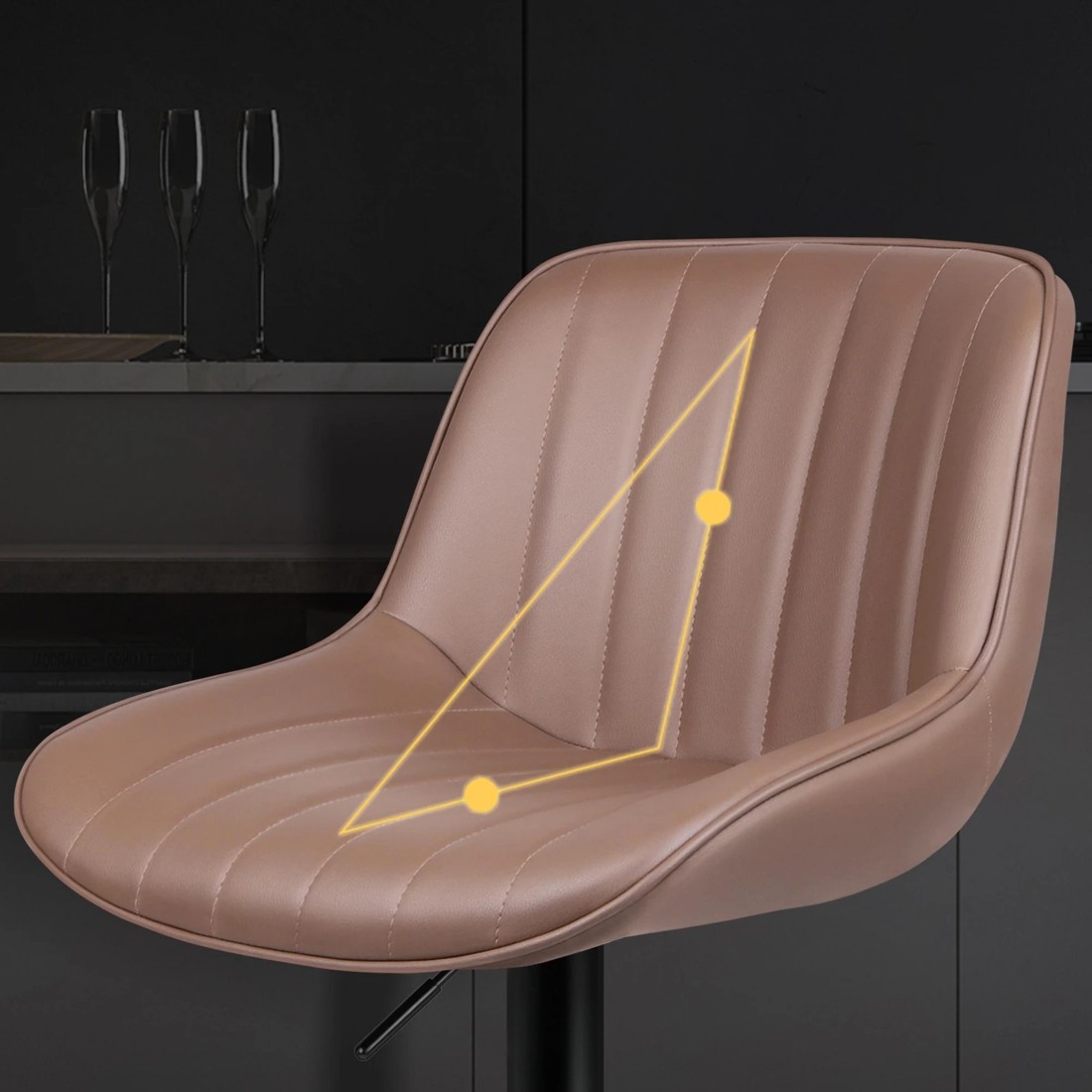 3 Alfordson 2x Bar Stools Gas Lift Leather Bar Chairs Kitchen Swivel Wendy - Brown, 3 of 9