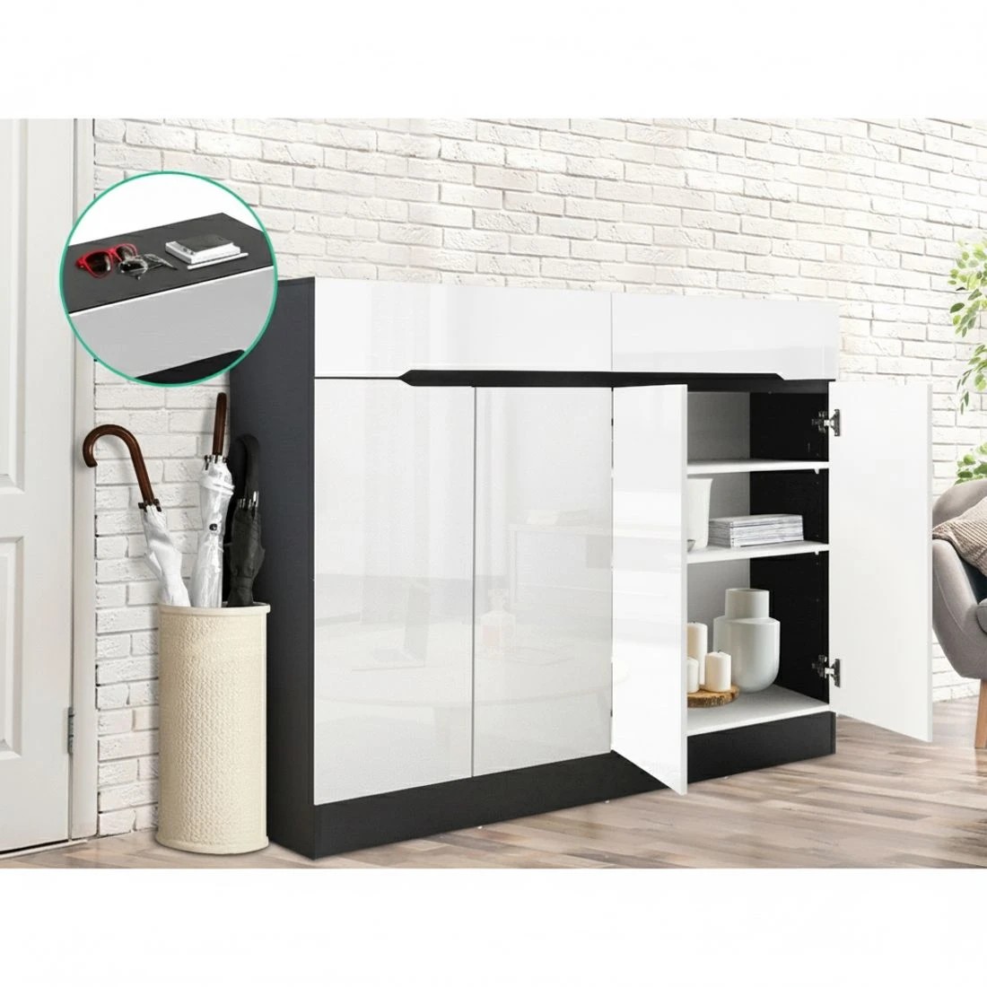 5 Artiss Shoe Rack Cabinet Storage 120cm w/ Drawer - Lydia - Multi, 5 of 5