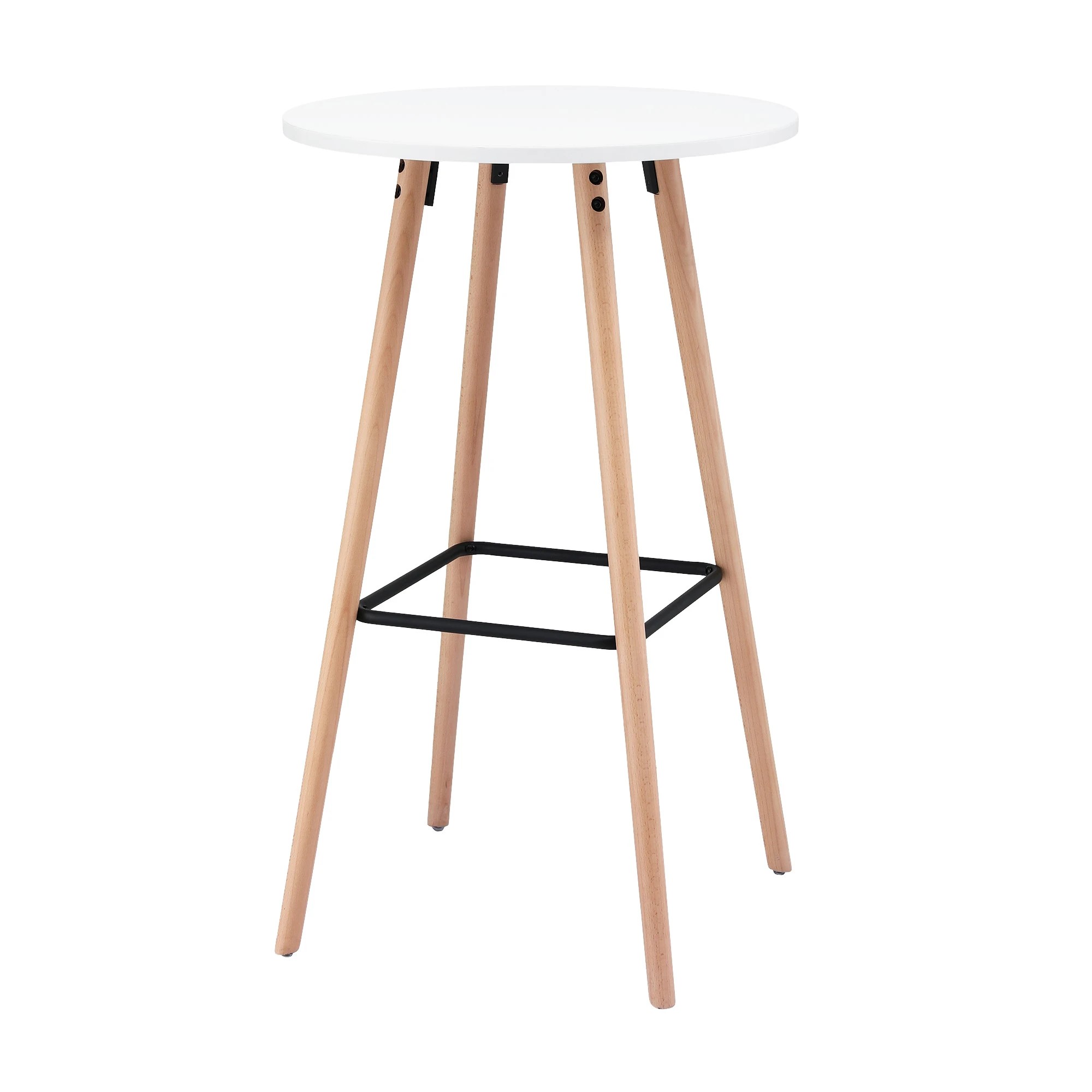 3 Artiss Bar Table Round Counter Kitchen Dining Desk Pub 98cm Height Wood - White, 3 of 3