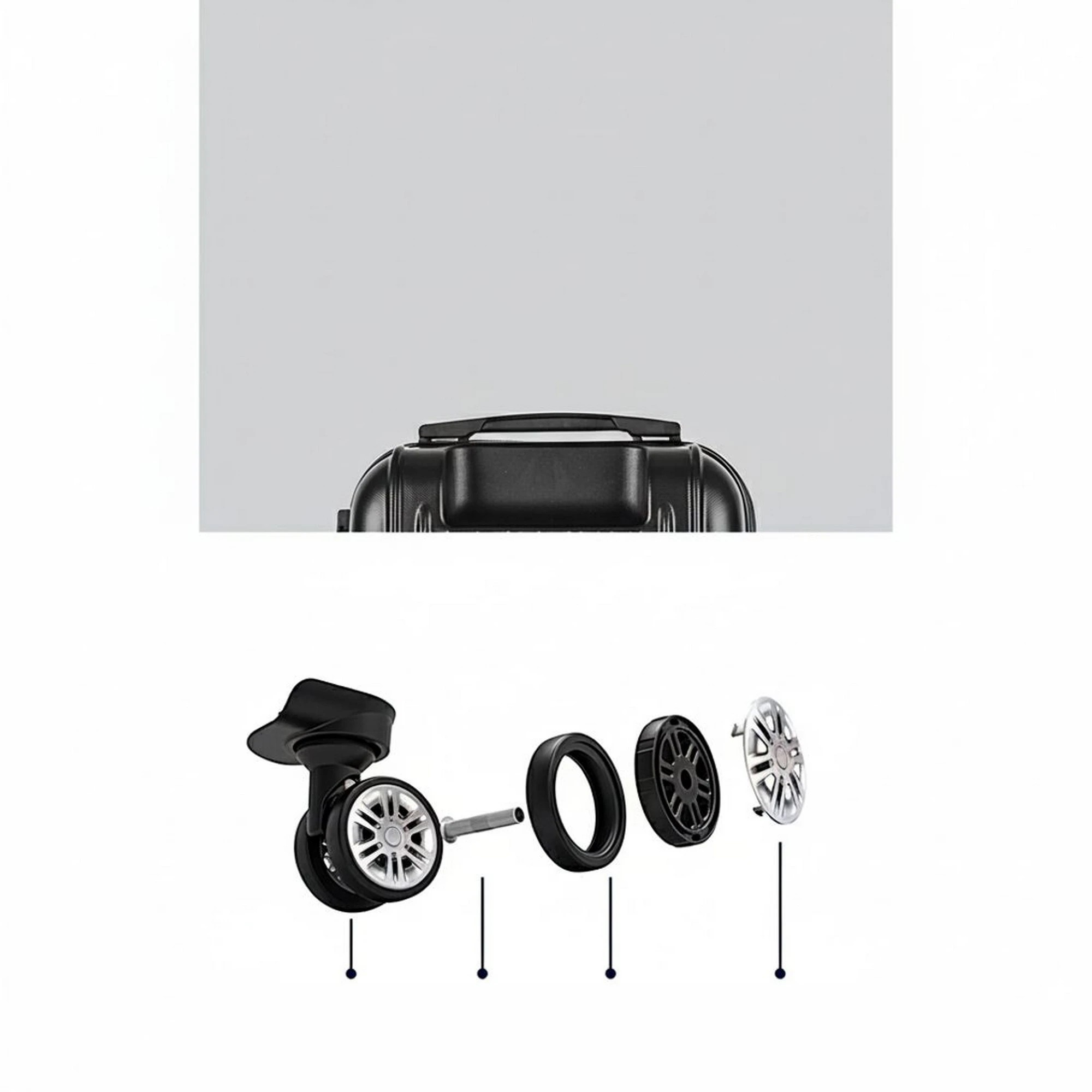 6 Wanderlite 3pcs LuggageTrolley Set Travel Suitcase Storage Organiser Carry On Hard Case TSA - Black, 6 of 8