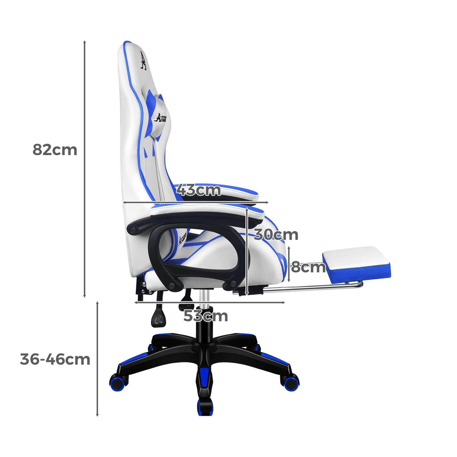 3 Alfordson Gaming Office Chair Racing Massage Computer Seat Footrest Leather - Blue, 3 of 9