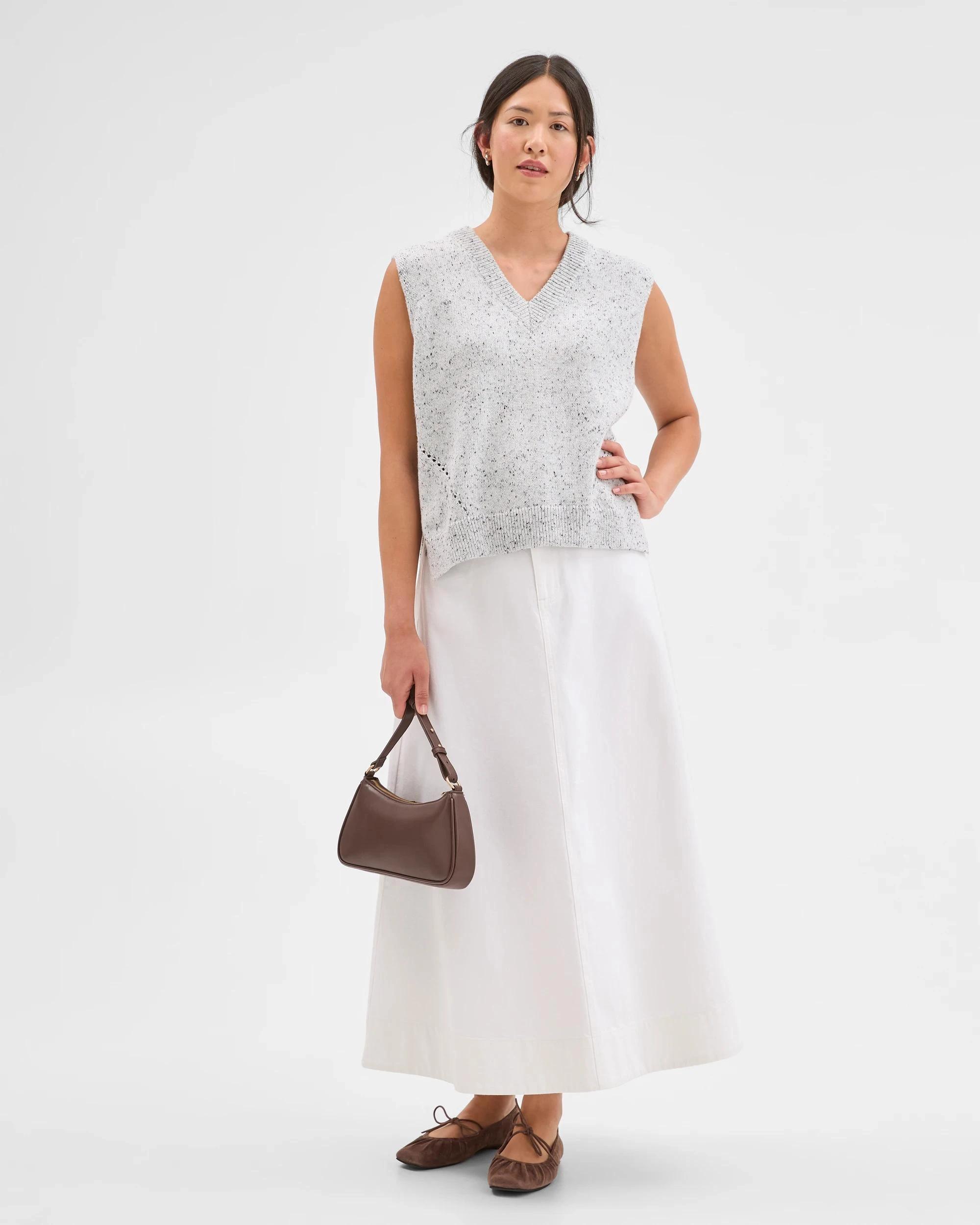 3 Target Woman Australian Cotton Blend V-Neck Vest LIGHT GREY NEP, 3 of 7