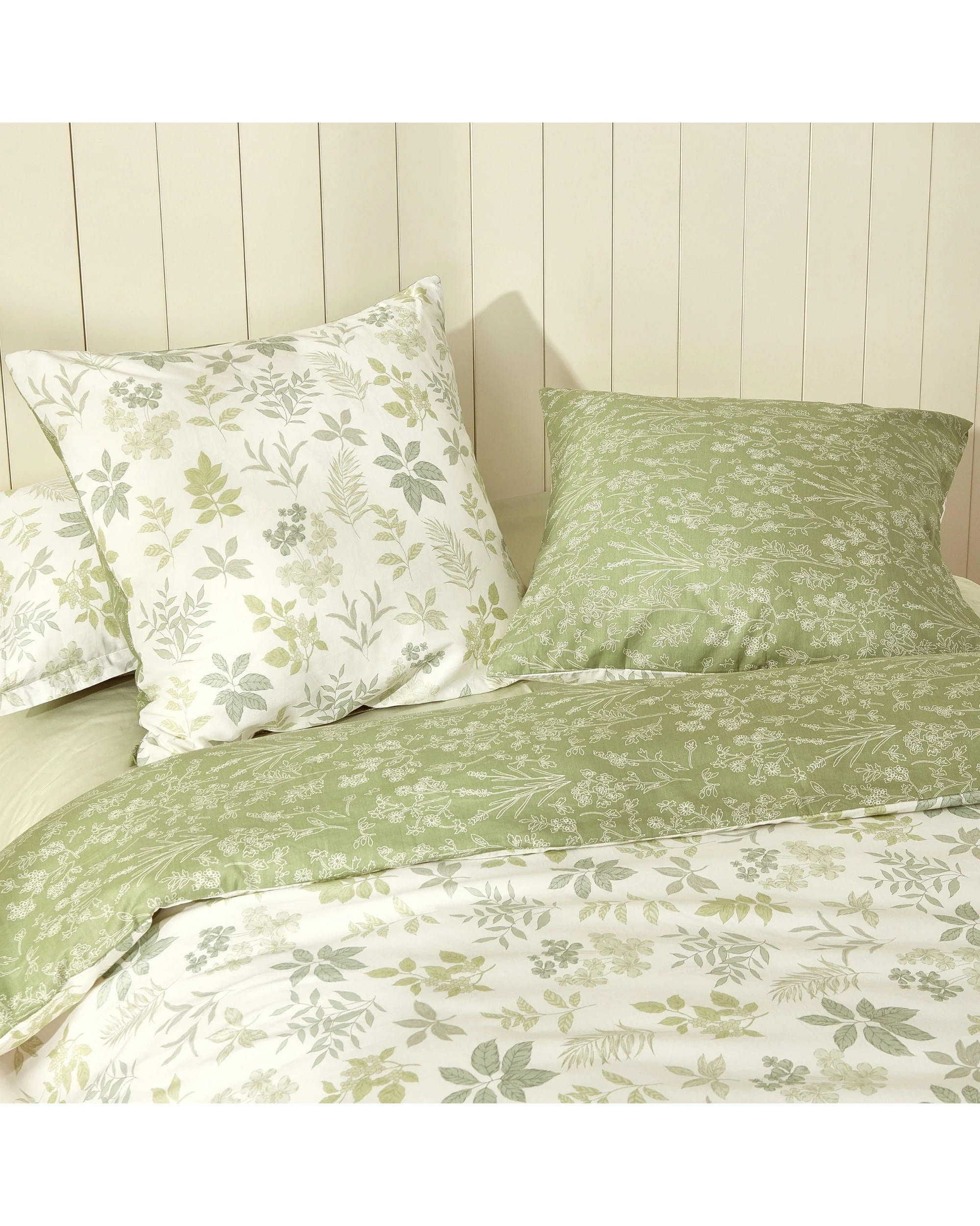 1 Dreamaker Mabel 100% Cotton Reversible European Pillowcase Twin Pack - Sage Green, 1 of 6