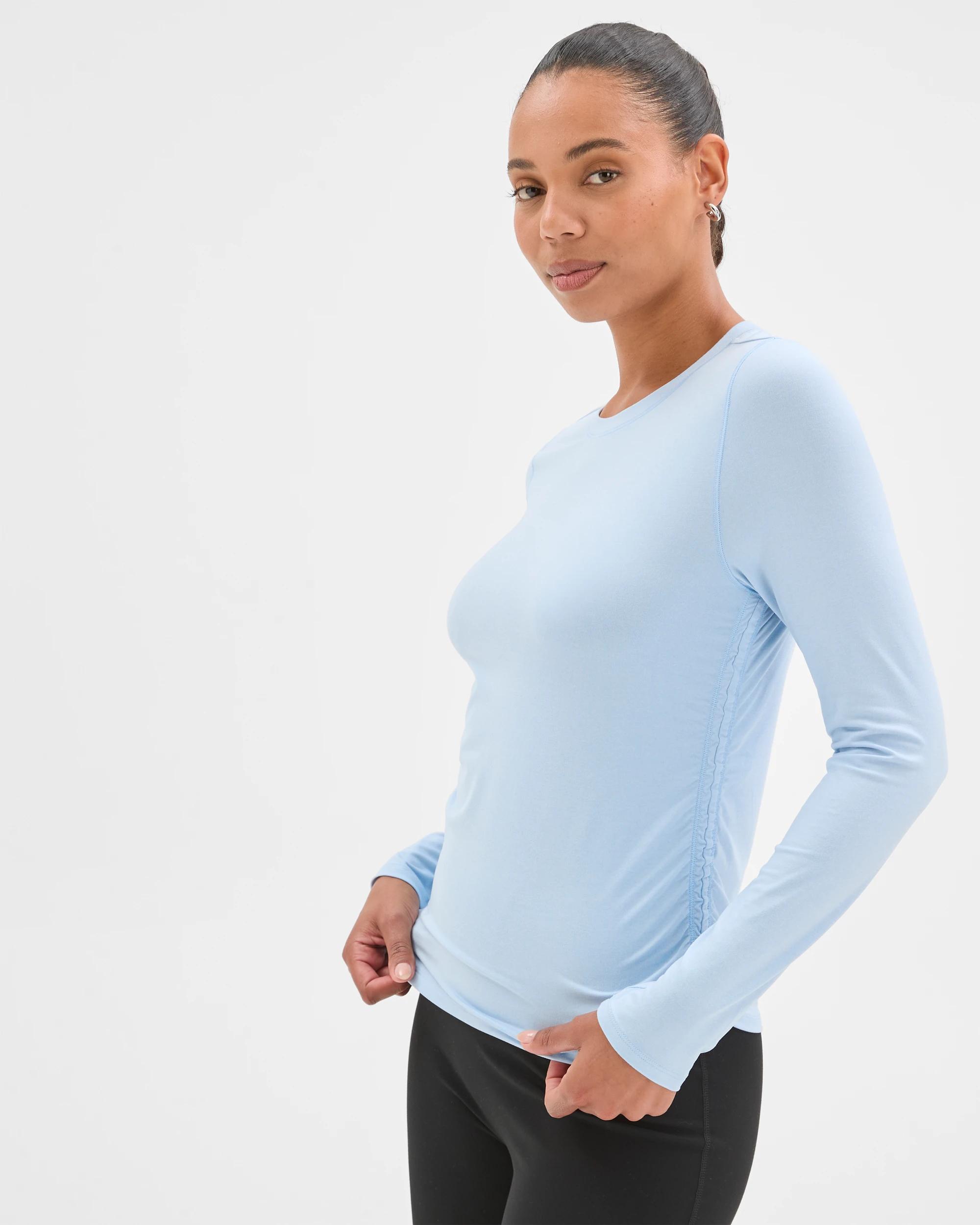 4 Target Active Active Studio Luxe Long Sleeve Ruched Top BLUE MIST, 4 of 6