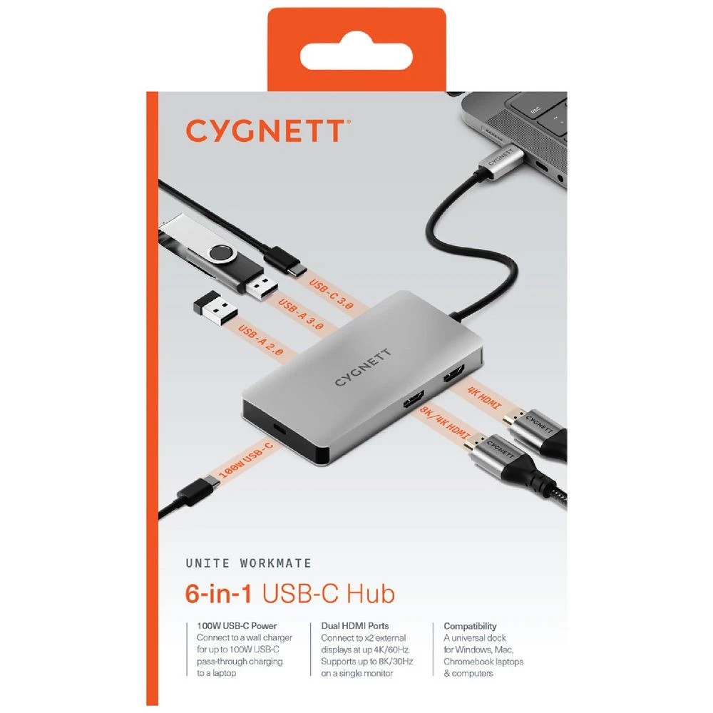 8 Cygnett Unite WorkMate 6-in-1 USB-C HUB (Dual HDMI), 8 of 8