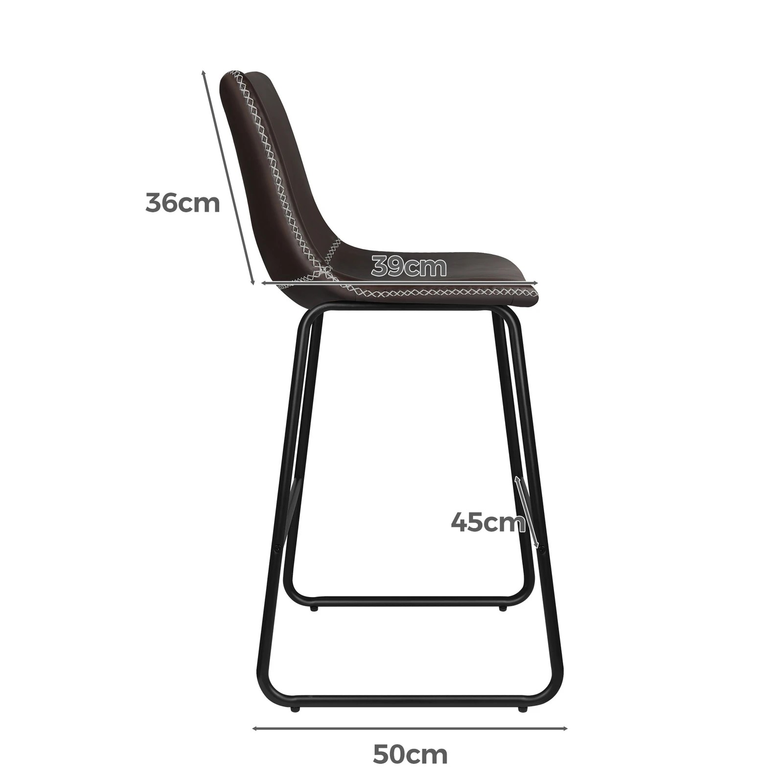 8 Alfordson 2x Bar Stools 66cm Kitchen Counter Metal Vintage Dining Chairs - Coffee, 8 of 8