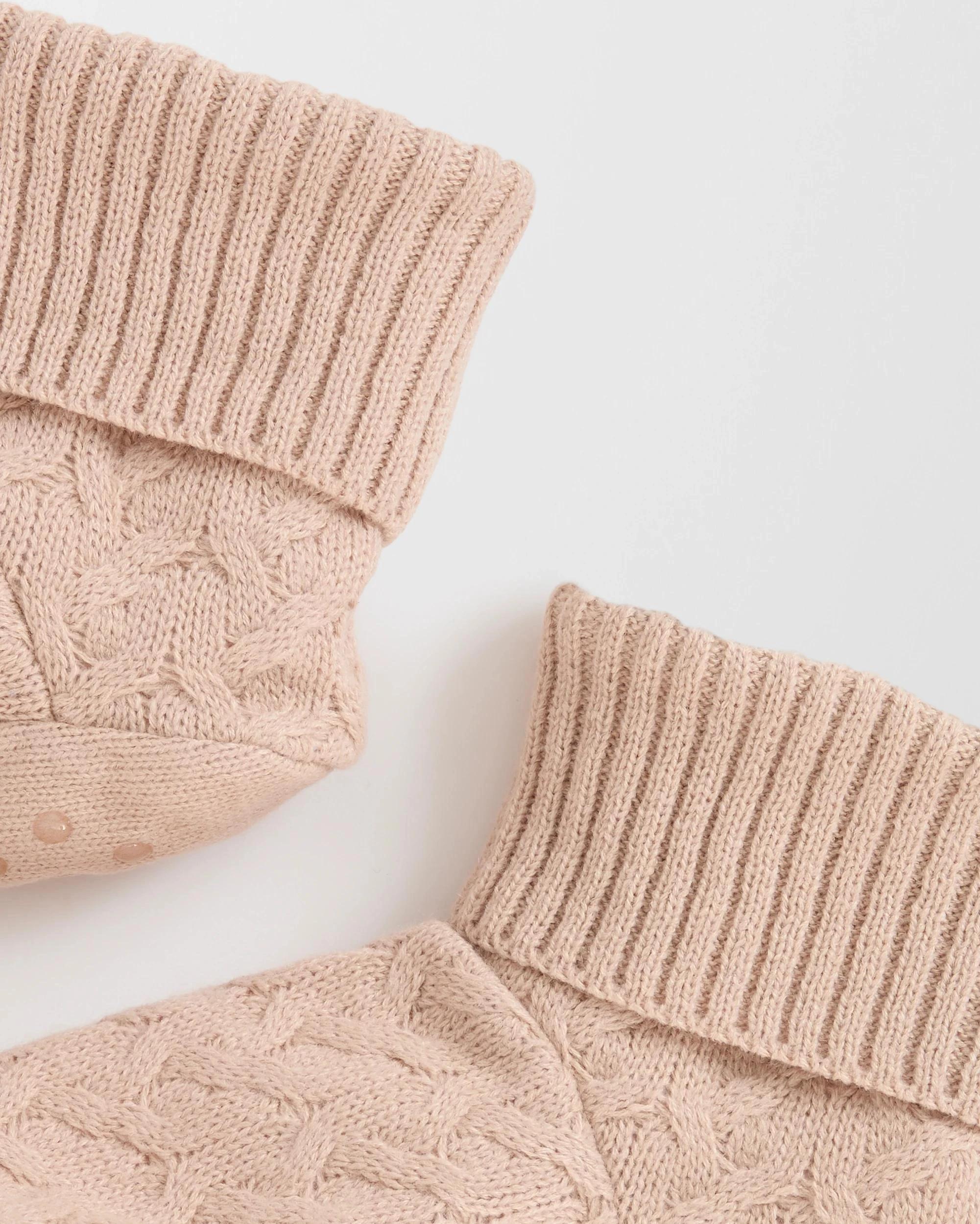 2 Target Woman Crew Knit Boot Socks OATMEAL, 2 of 3