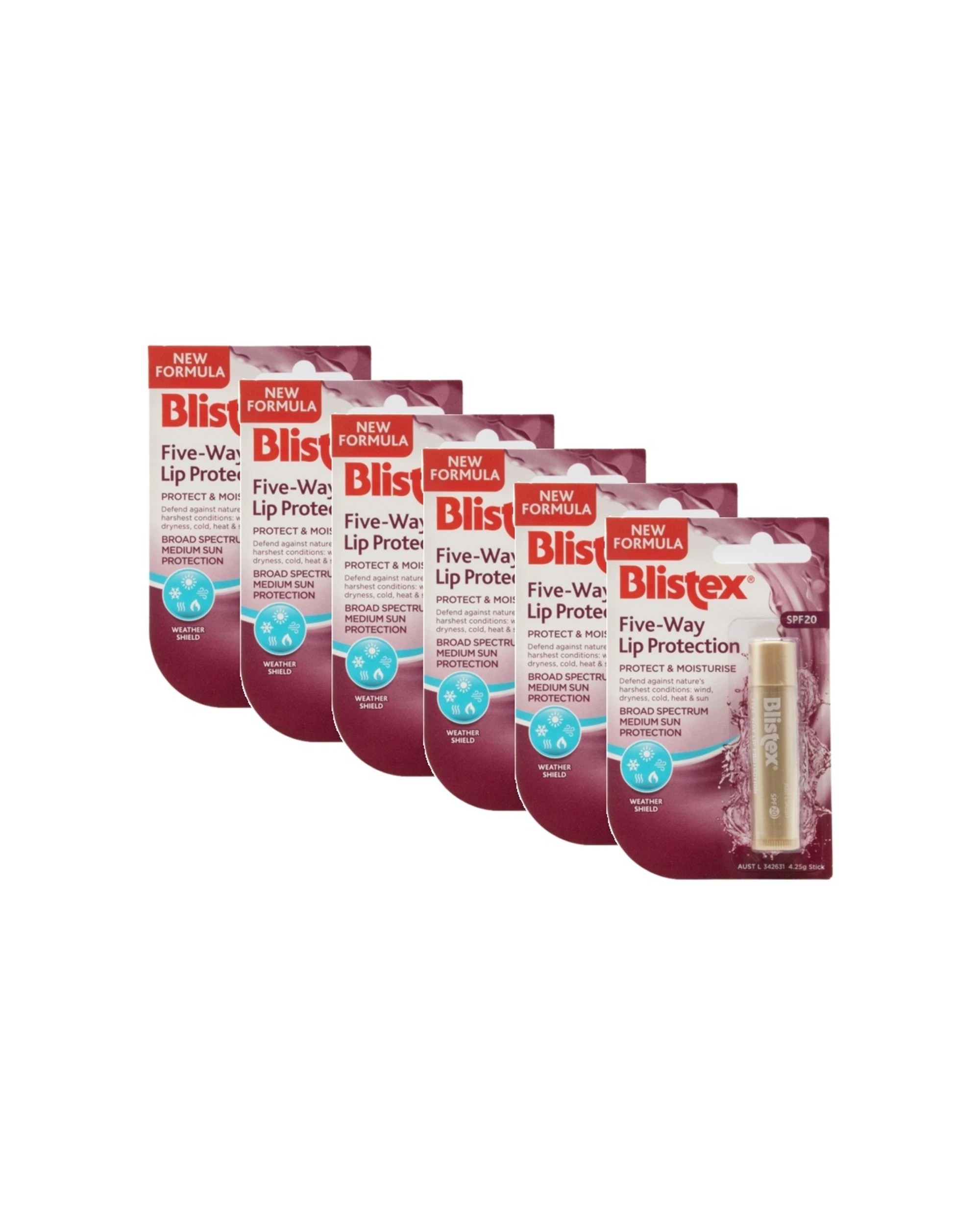 1 Blistex 6PK Lip Protection Five Way Protect Moisturise SPF20 4.25g - Multi, 1 of 3