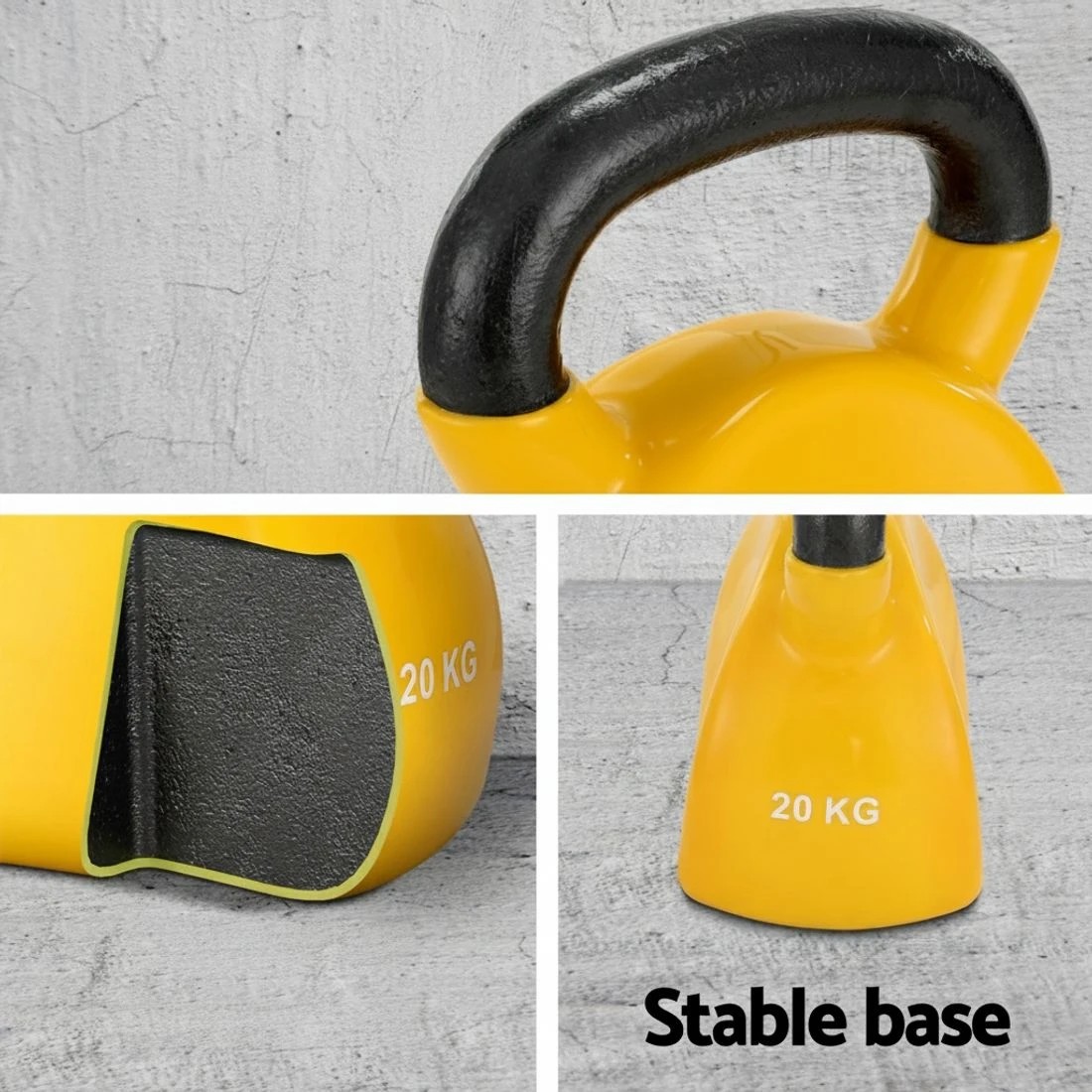 5 Everfit 20kg Kettlebell Set Weightlifting Bench Dumbbells Kettle Bell Gym Home - Yellow, 5 of 6