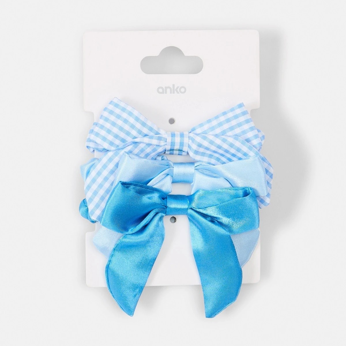 5 3 Pack Bow Hair Scrunchies - Blue, 5 of 5