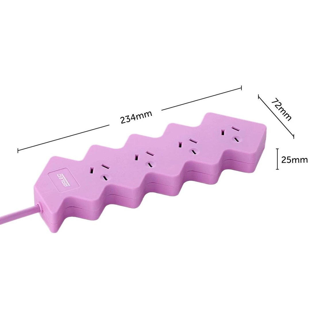5 Arlec 4 Outlet Zig Zag Overload Protected Powerboard - Pink, 5 of 5