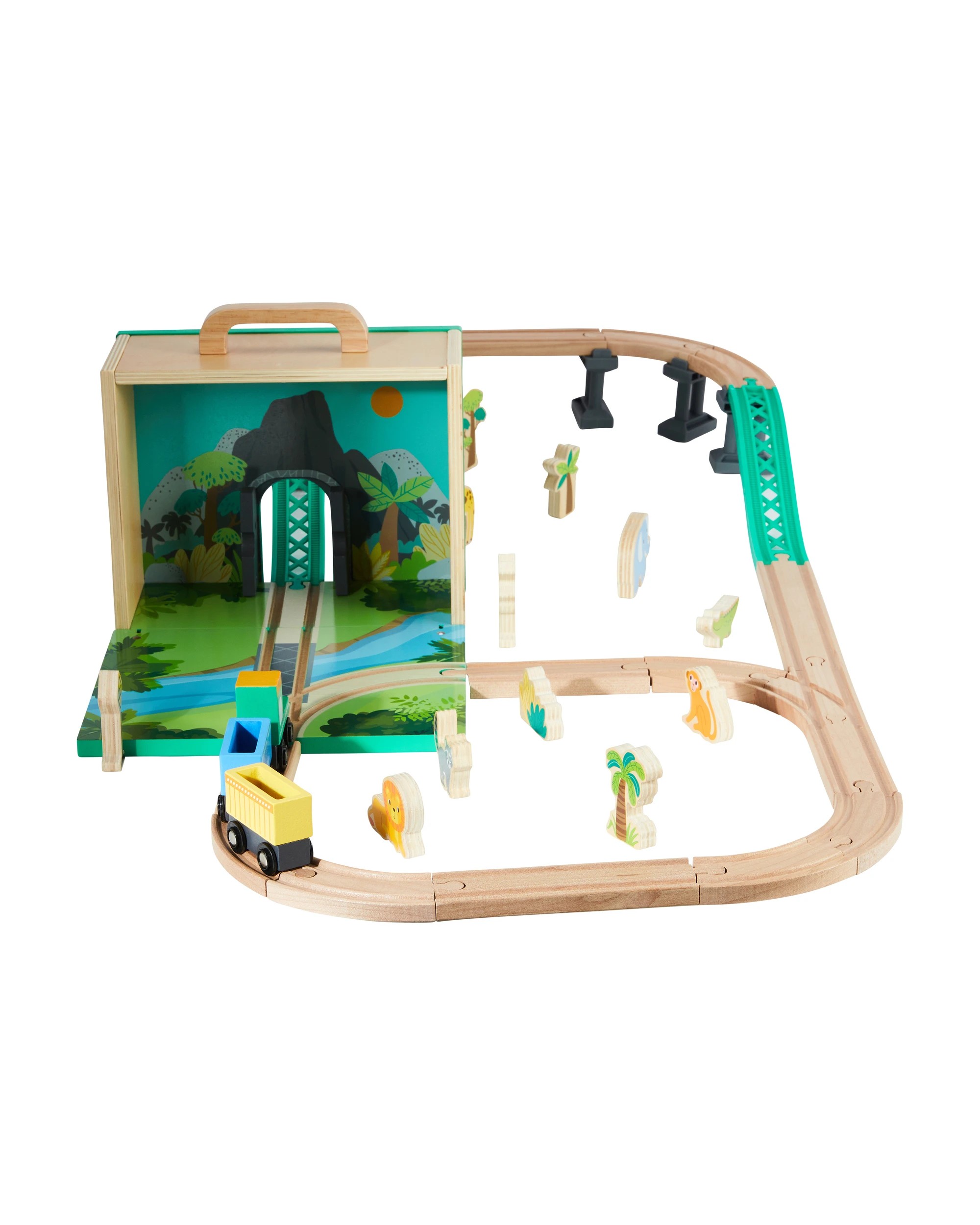 4 41 Piece Wooden Jungle Train Set with Case, 4 of 9