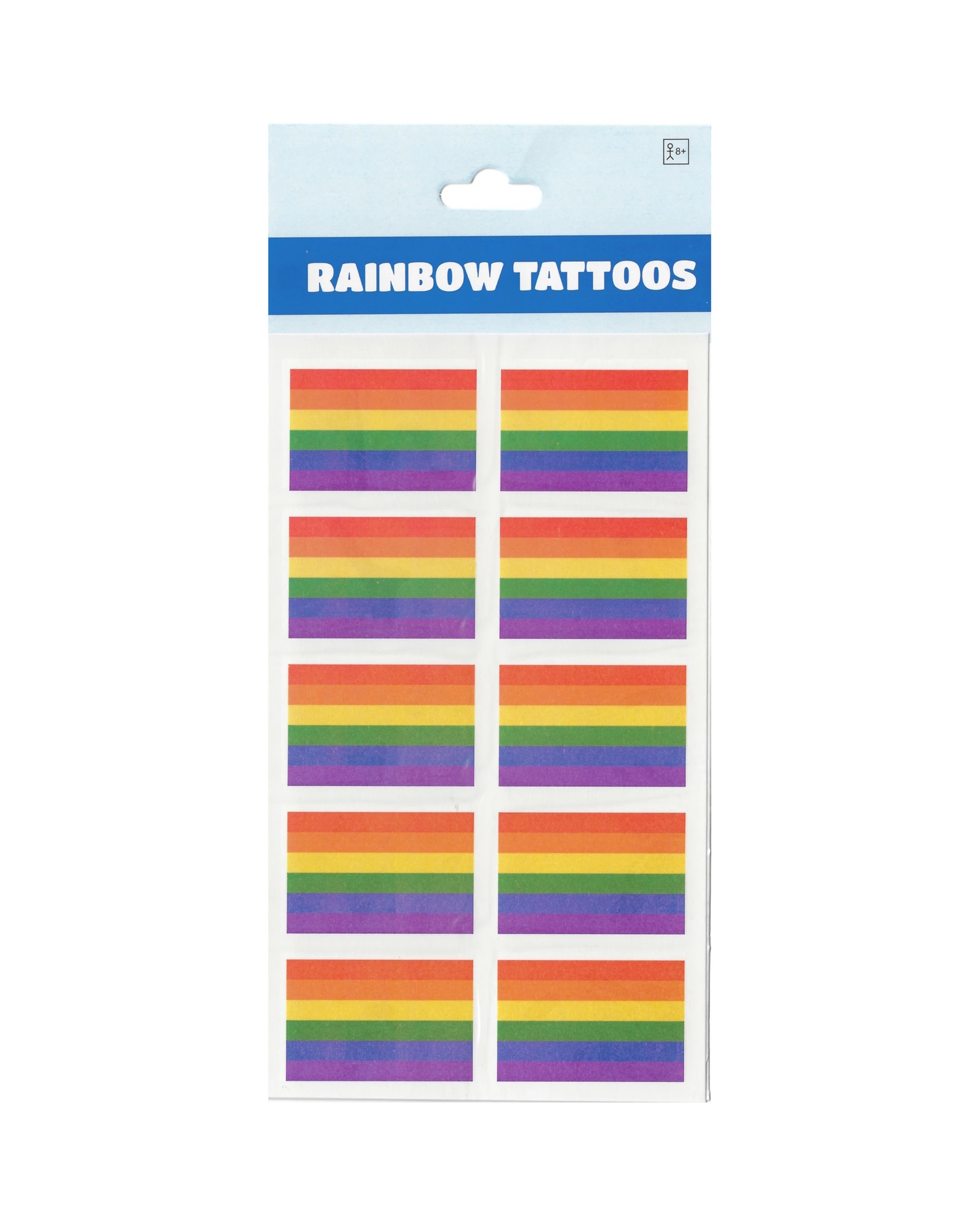 1 Partyrama Rainbow Flag Tattoos Pack of 10 - Multi, 1 of 1