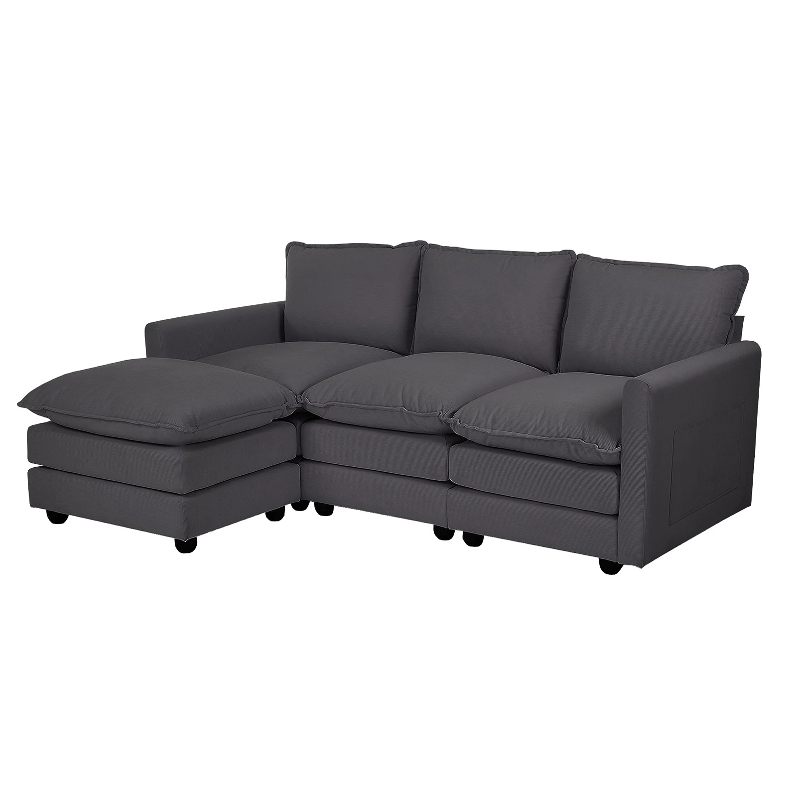 1 Oikiture Sofa Ottoman Set Modular Couch Lounge - Grey, 1 of 10