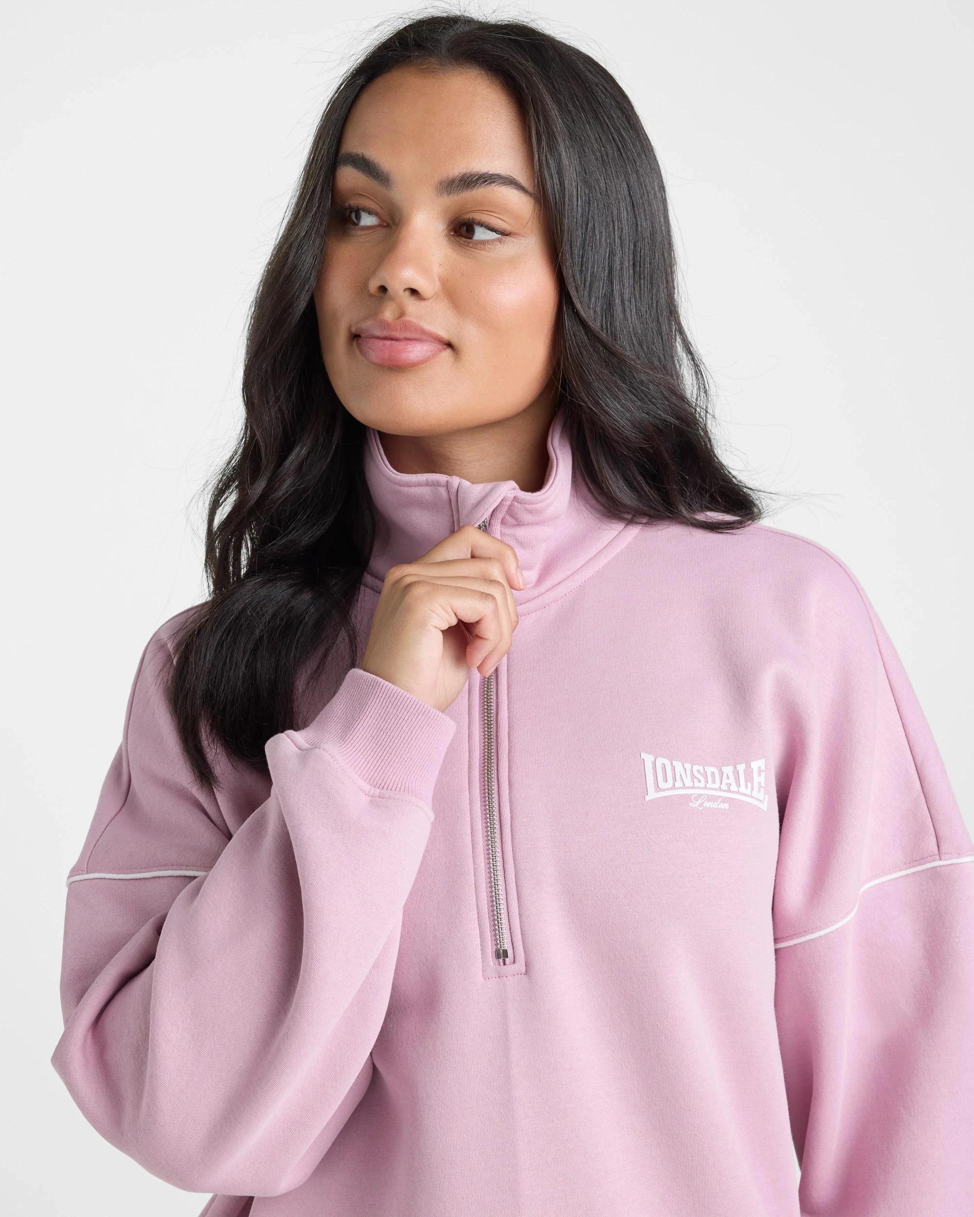 3 Lonsdale London 1/4 Zip Sweat ‑ Dusty Pink DUSTY PINK, 3 of 5