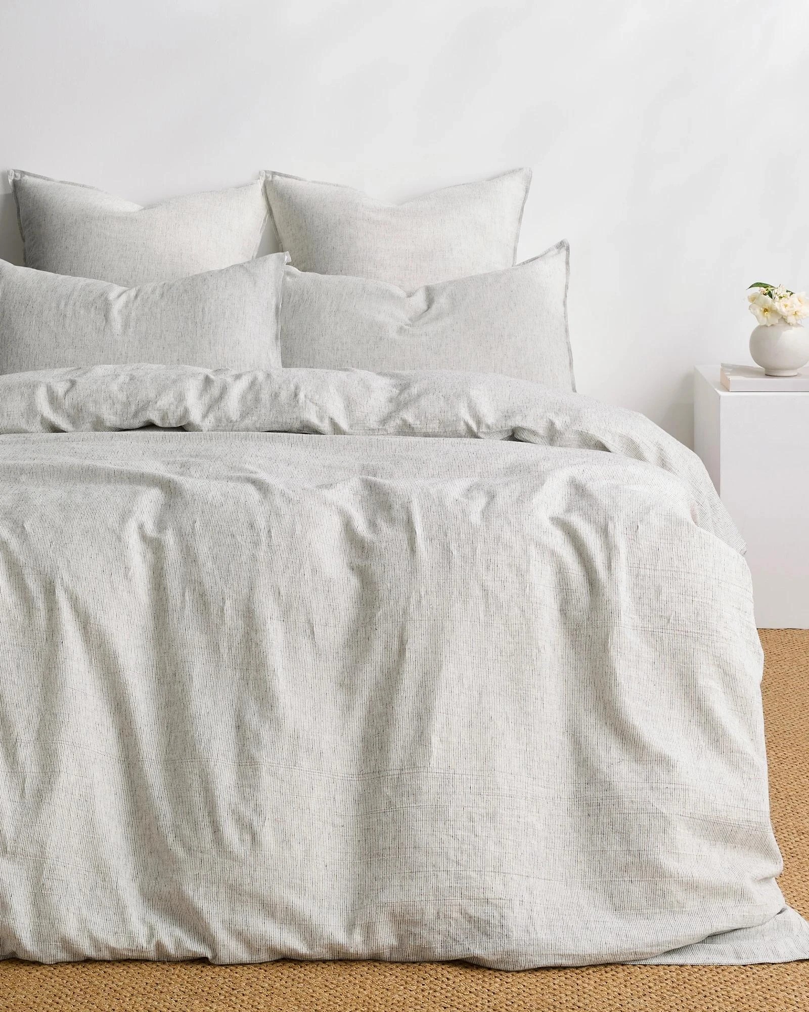 1 Target Brayden Stripe Linen/Cotton Quilt Cover Set - Queen Bed - White, 1 of 3