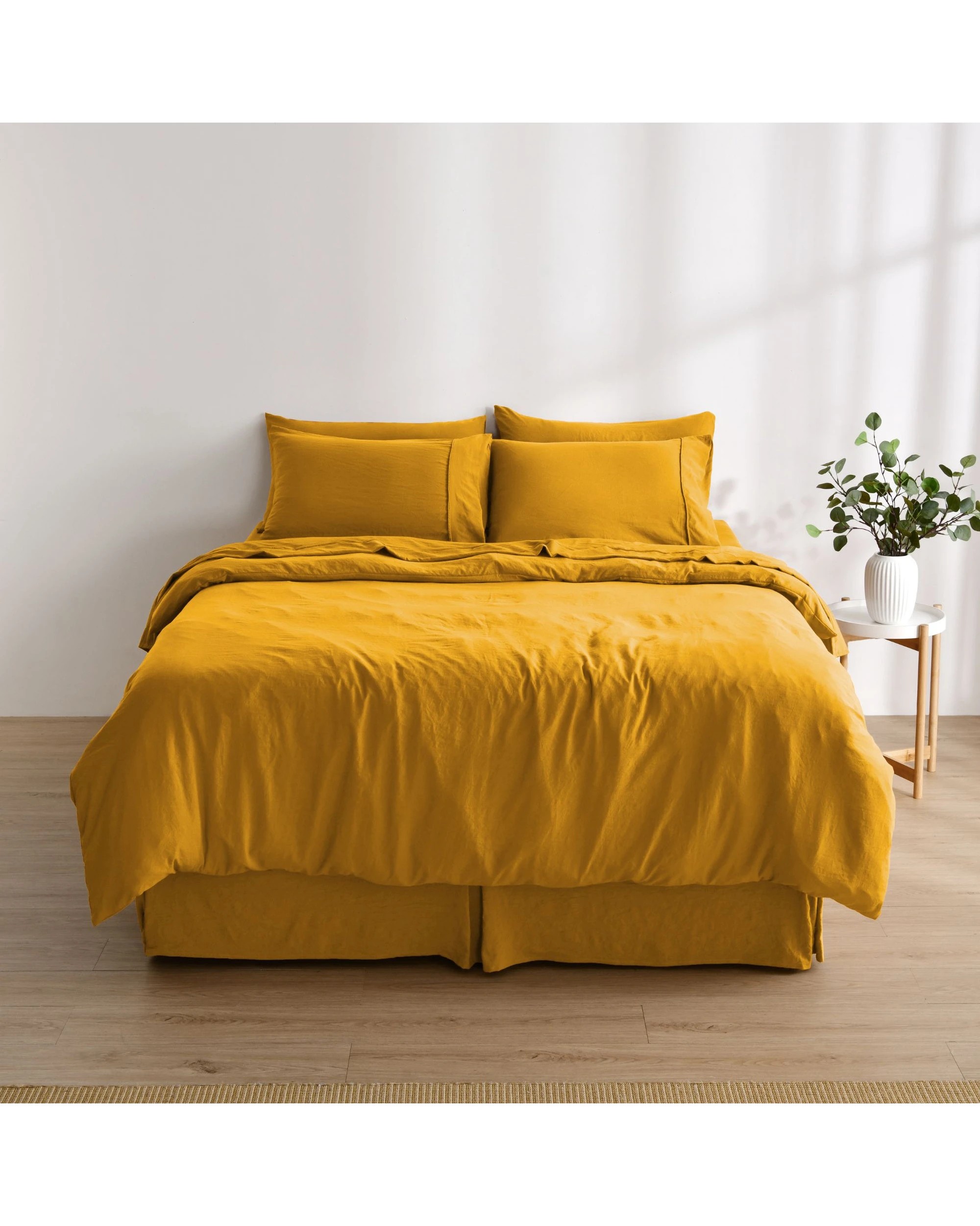 7 Dreamaker Superfine Washed Microfibre Pleated Valance - Double Bed - Mustard, 7 of 7