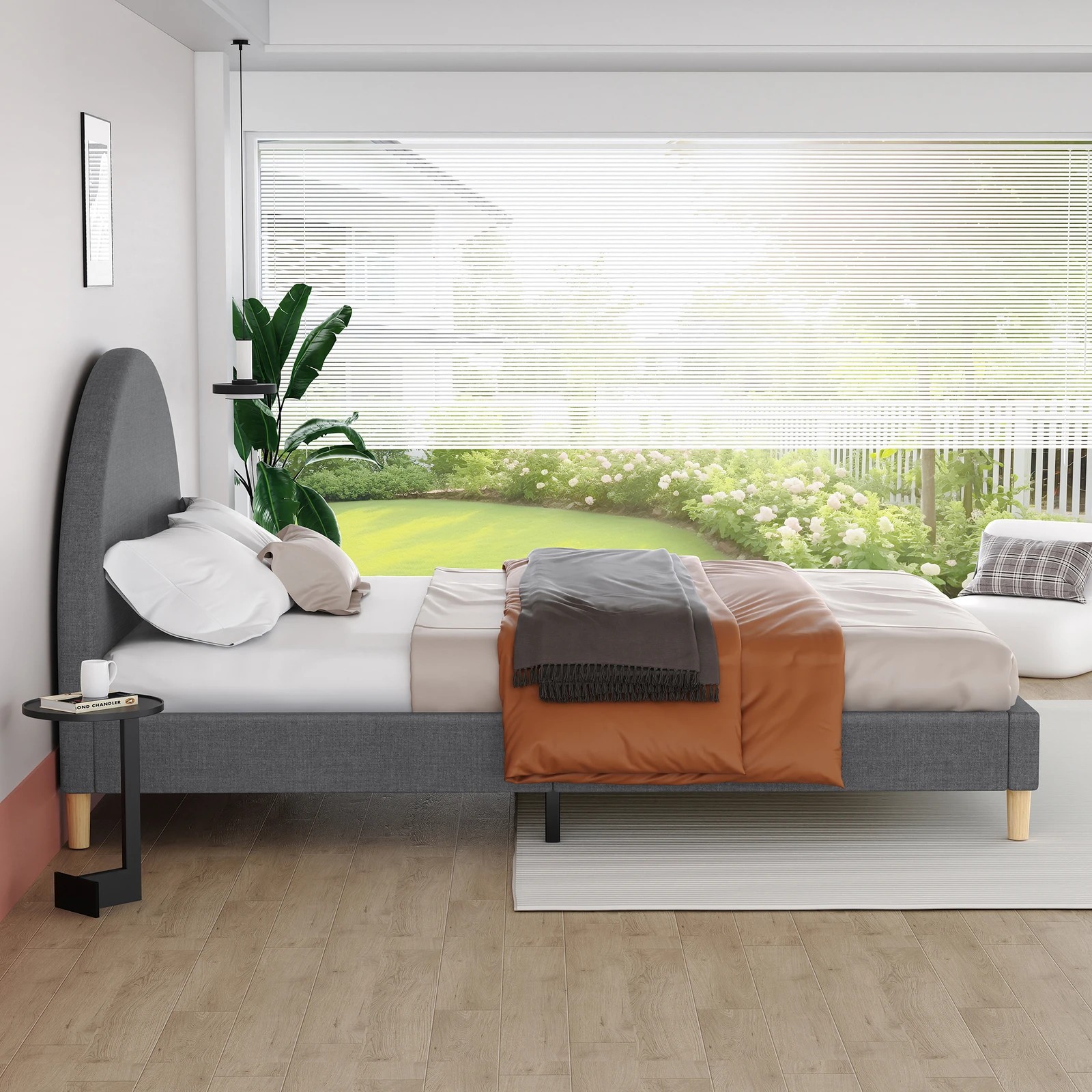 5 Alfordson Bed Frame Queen Size Mattress Base Platform Fabric Calla - Grey, 5 of 10