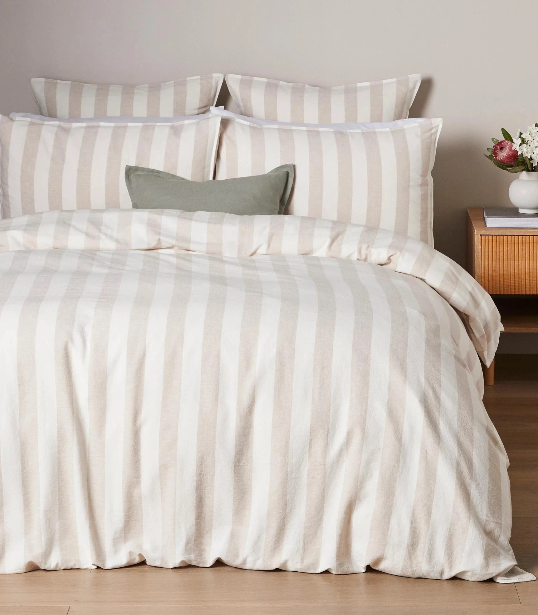 6 Target Reid Stripe Linen/Cotton Quilt Cover Set - Super King Bed - Natural, 6 of 8