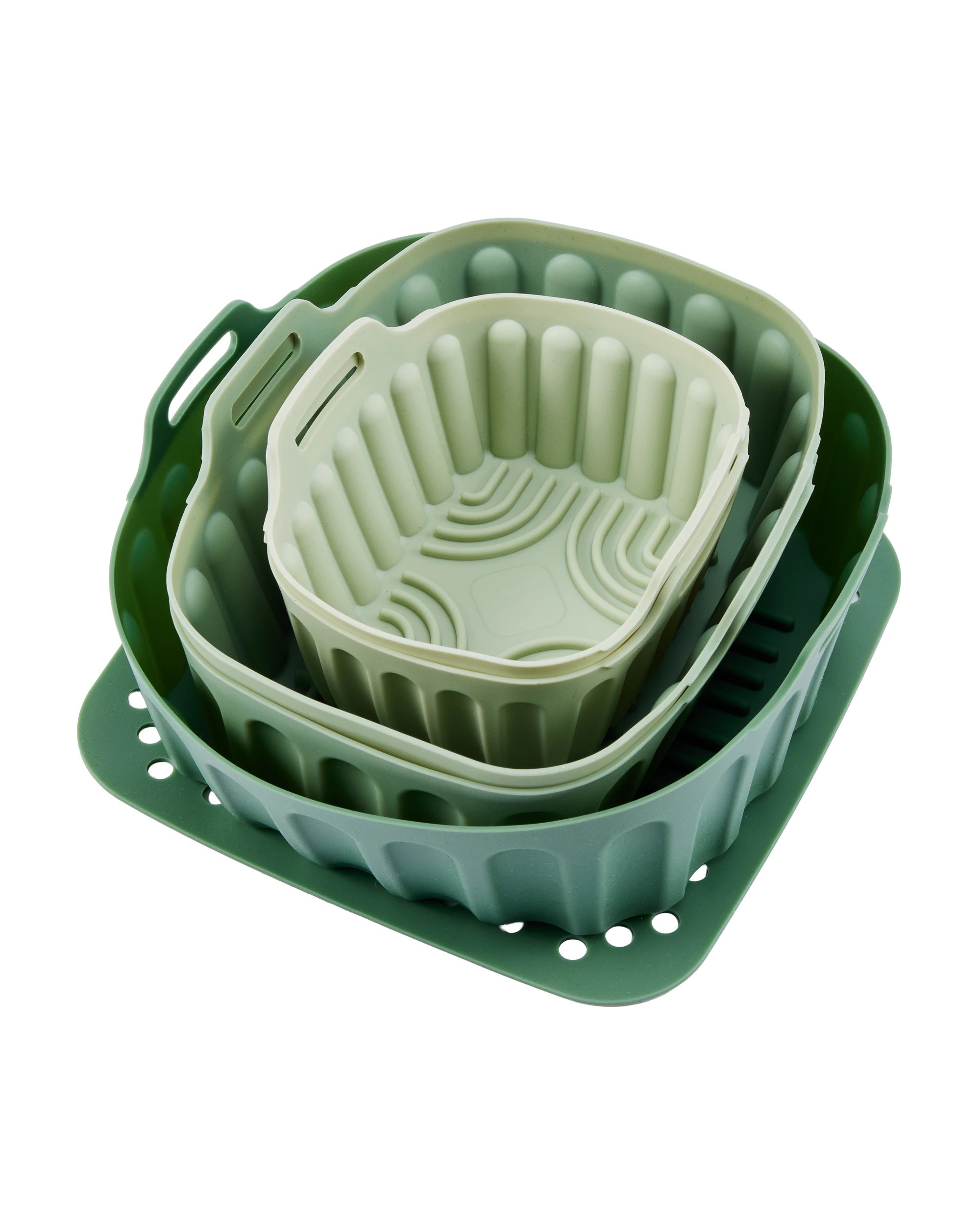 1 Set of 6 Silicone Air Fryer Trays - Green, 1 of 7