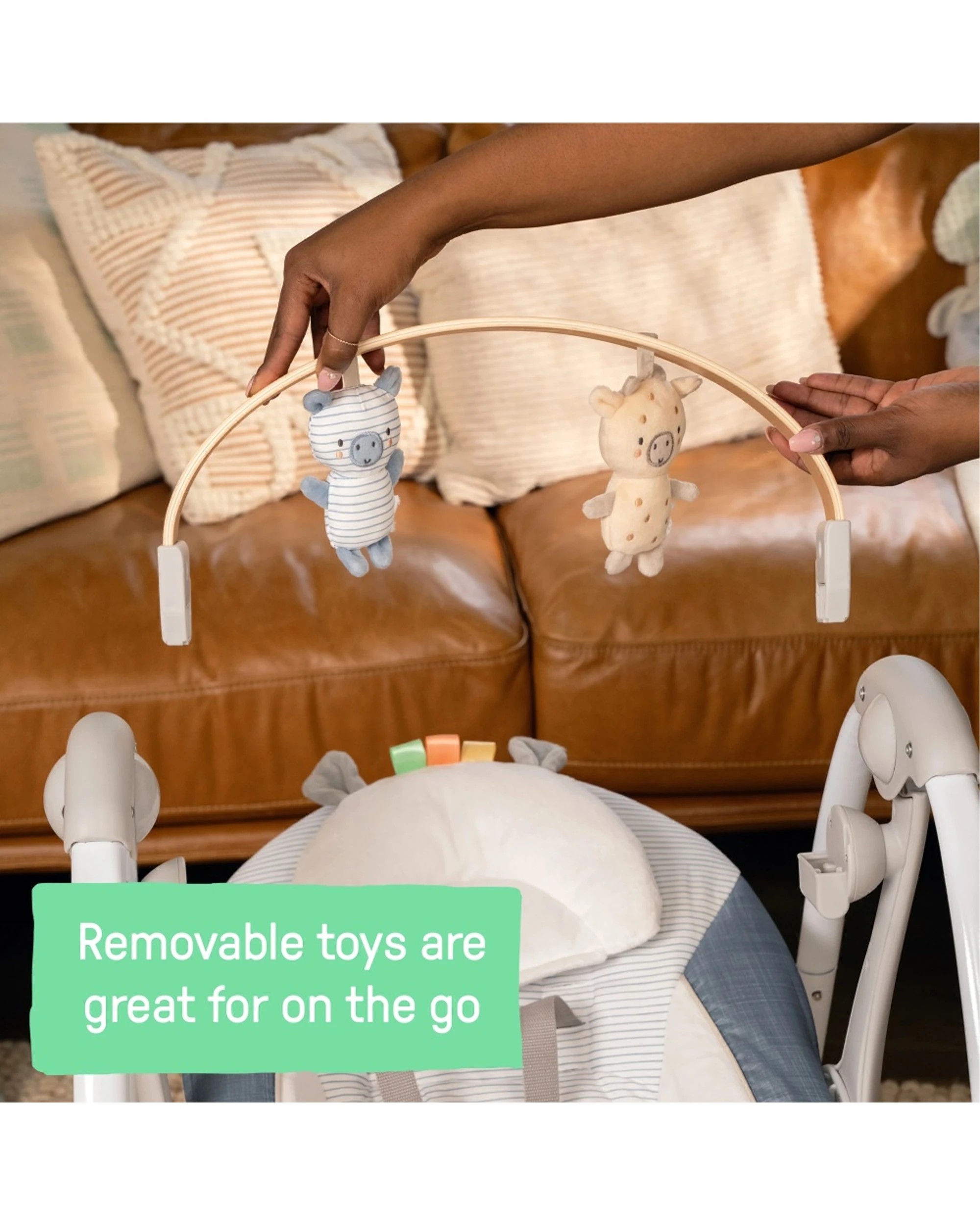 4 INGENUITY Swing 'n Go Portable Baby Swing With Toys Adjustable Speeds - Blue, 4 of 8