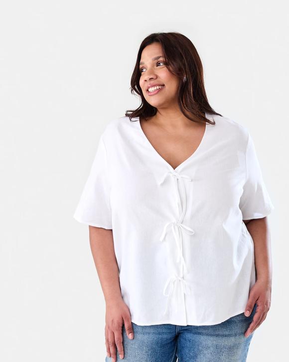 Curve Short Sleeve Tie Front Top