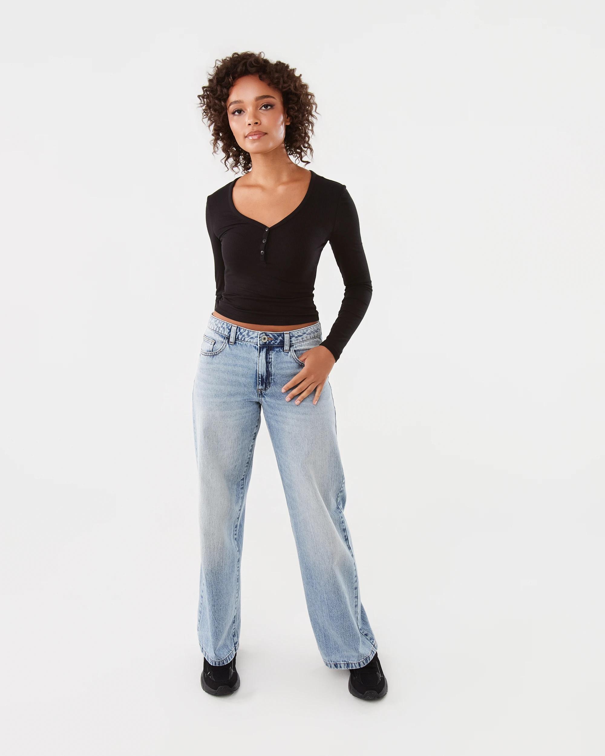 2 Long Sleeve Henley Top Black, 2 of 7