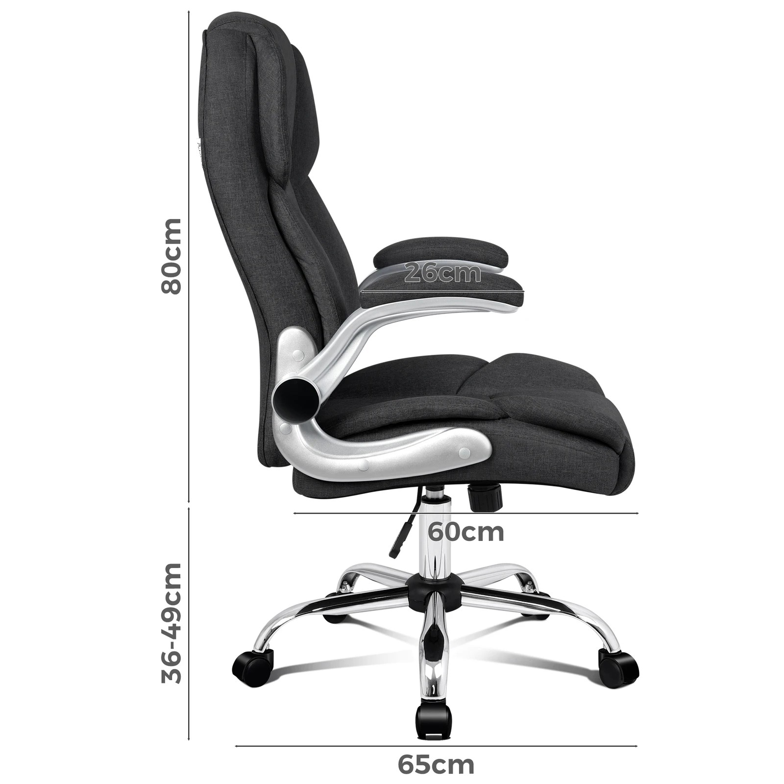8 Alfordson Office Chair Executive Computer Gaming Racer Fabric Work Seat - Black, 8 of 10