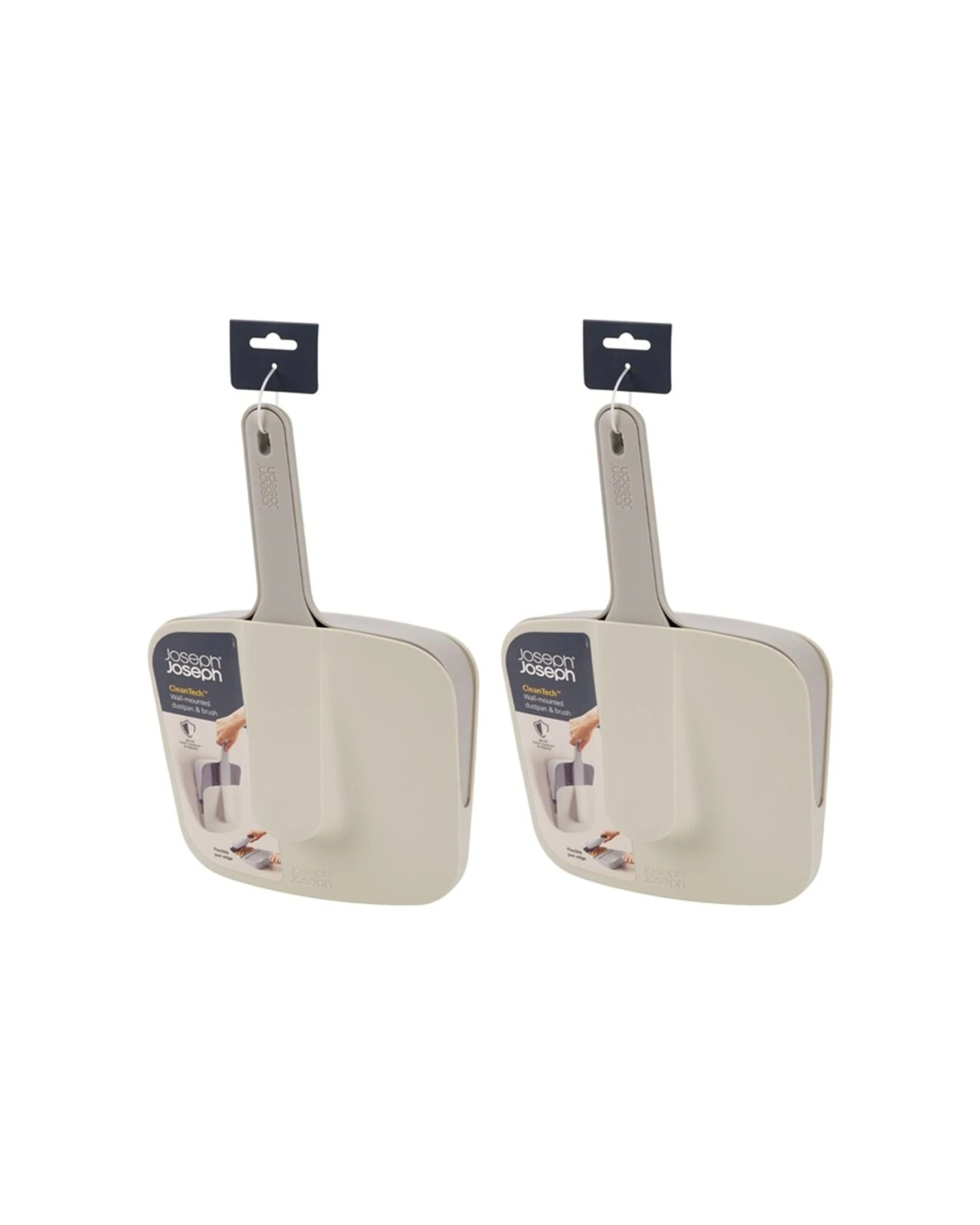 1 Joseph Joseph 2PK CleanTech Wall Mounted Dustpan And Brush Indoor Stone - White, 1 of 8