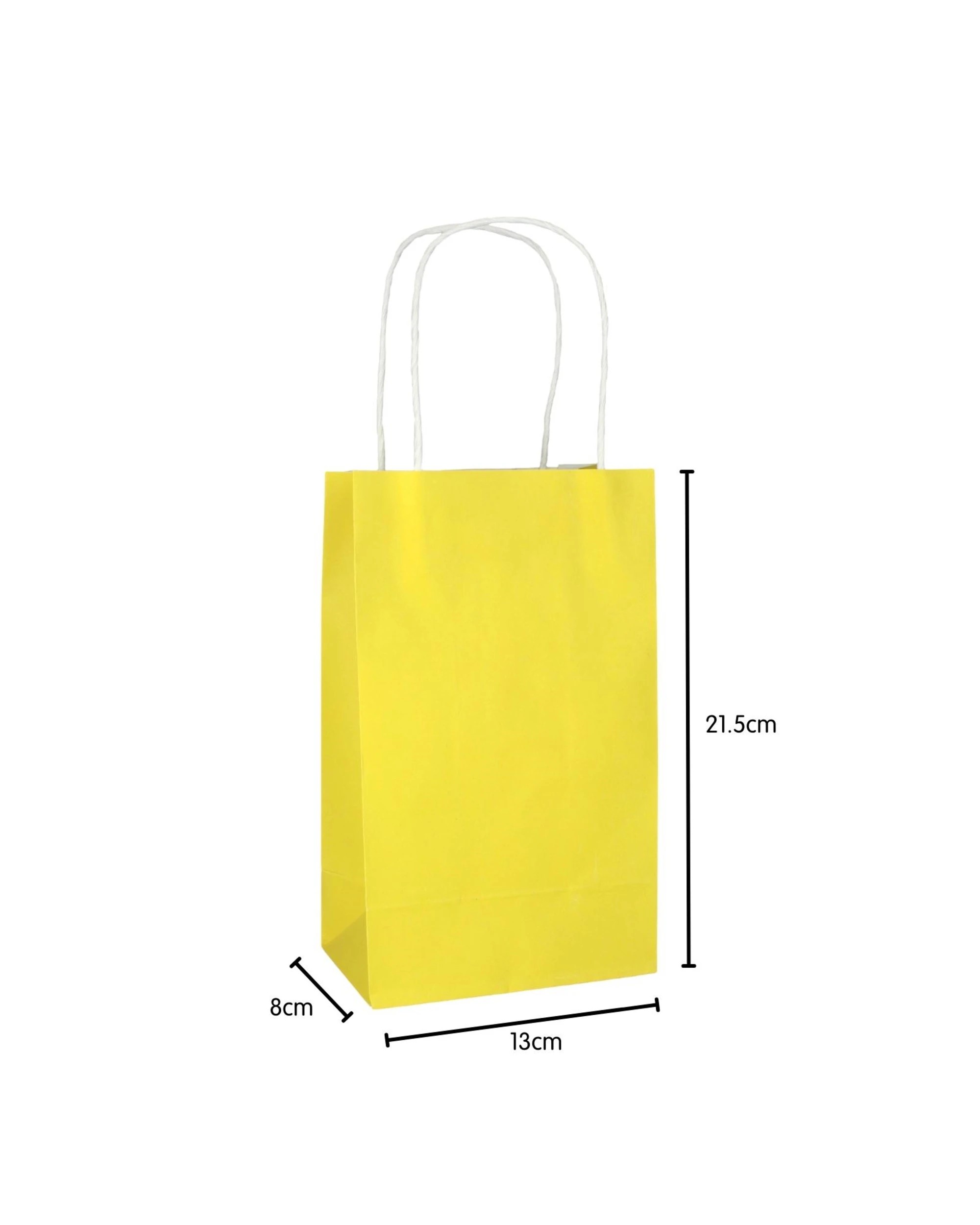2 Alpen Yellow Paper Gift Bags 21.5cm Pack of 5 - Yellow, 2 of 3
