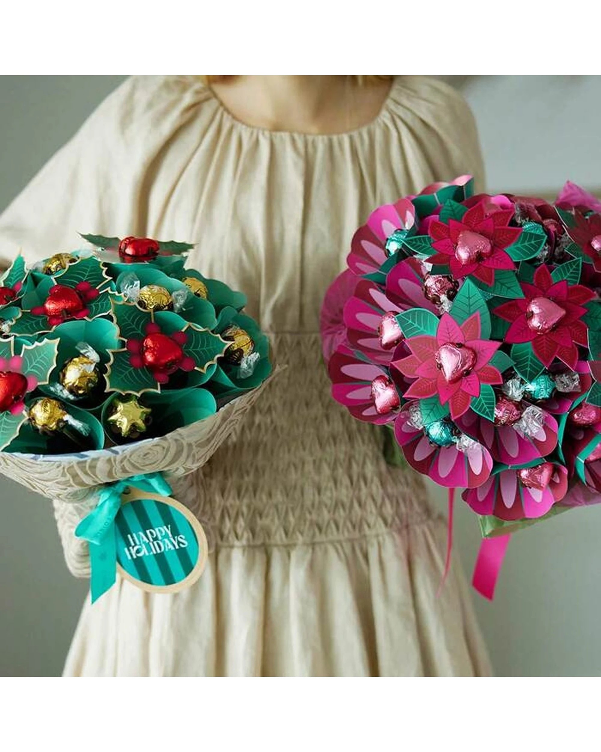 3 Edible Blooms Poinsettia Chocolate Bouquet With Festive Ribbon Large - Multi, 3 of 5