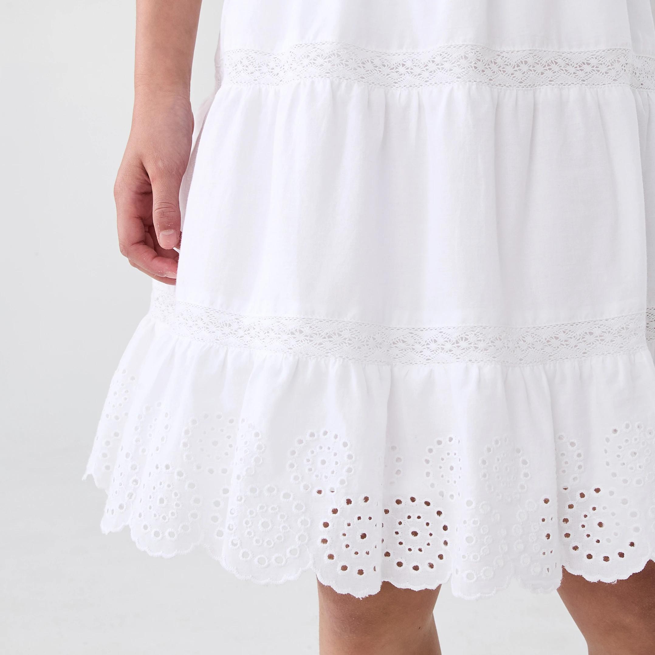 4 Woven Tiered Skirt White, 4 of 6