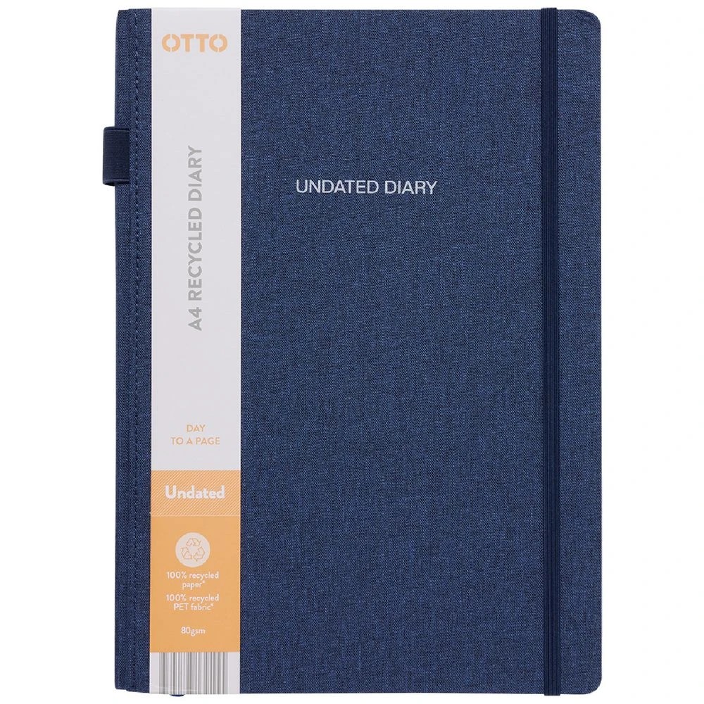 2 Otto A4 Recycled Day to Page Undated Diary Navy, 2 of 6