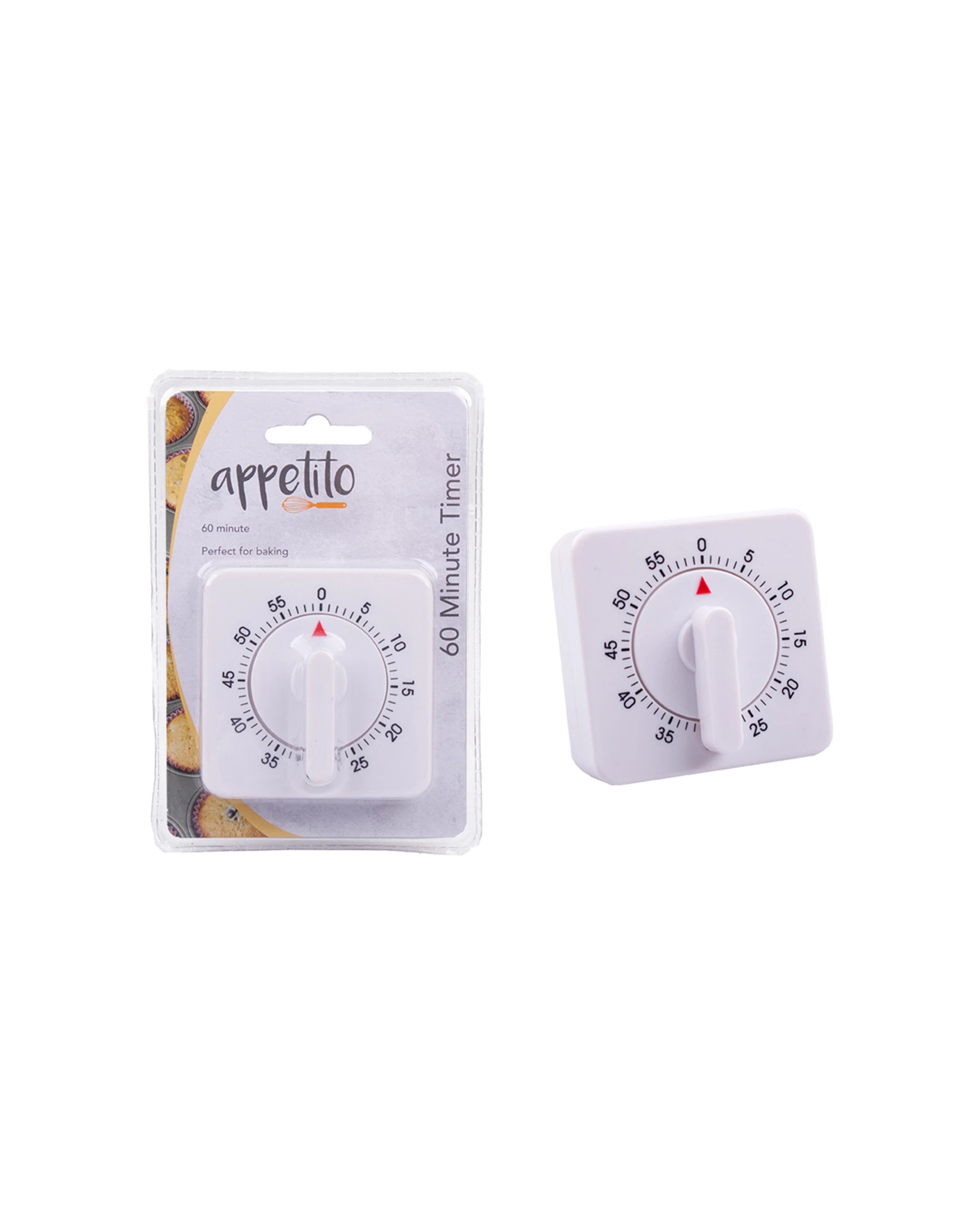 3 Appetito 60 Minute Square Kitchen Timer Simple Dial Operation For Home Cooking, 3 of 3