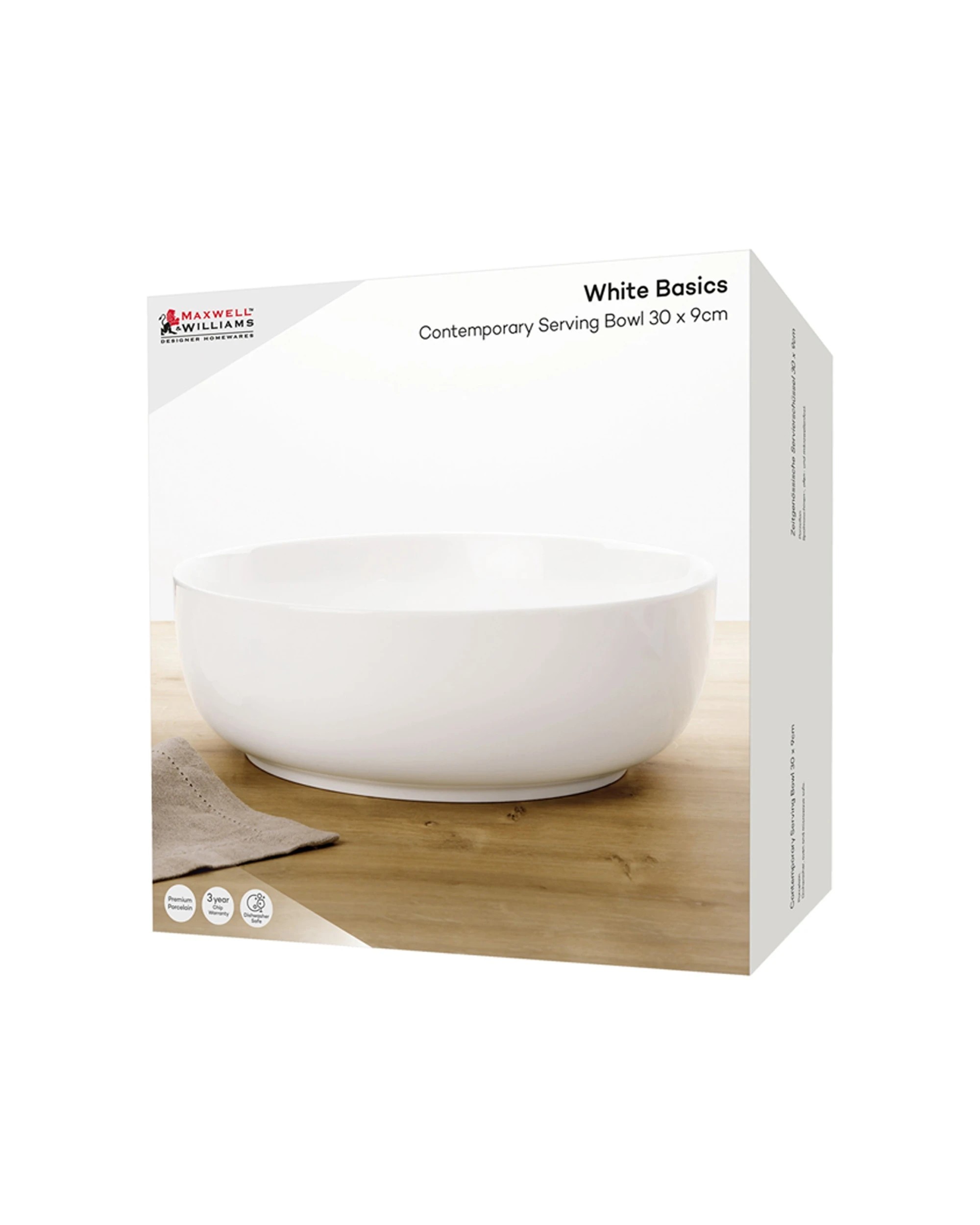 2 Maxwell And Williams Serving Bowl Porcelain 30 x 9 cm Dishwasher Microwave Safe - White, 2 of 2