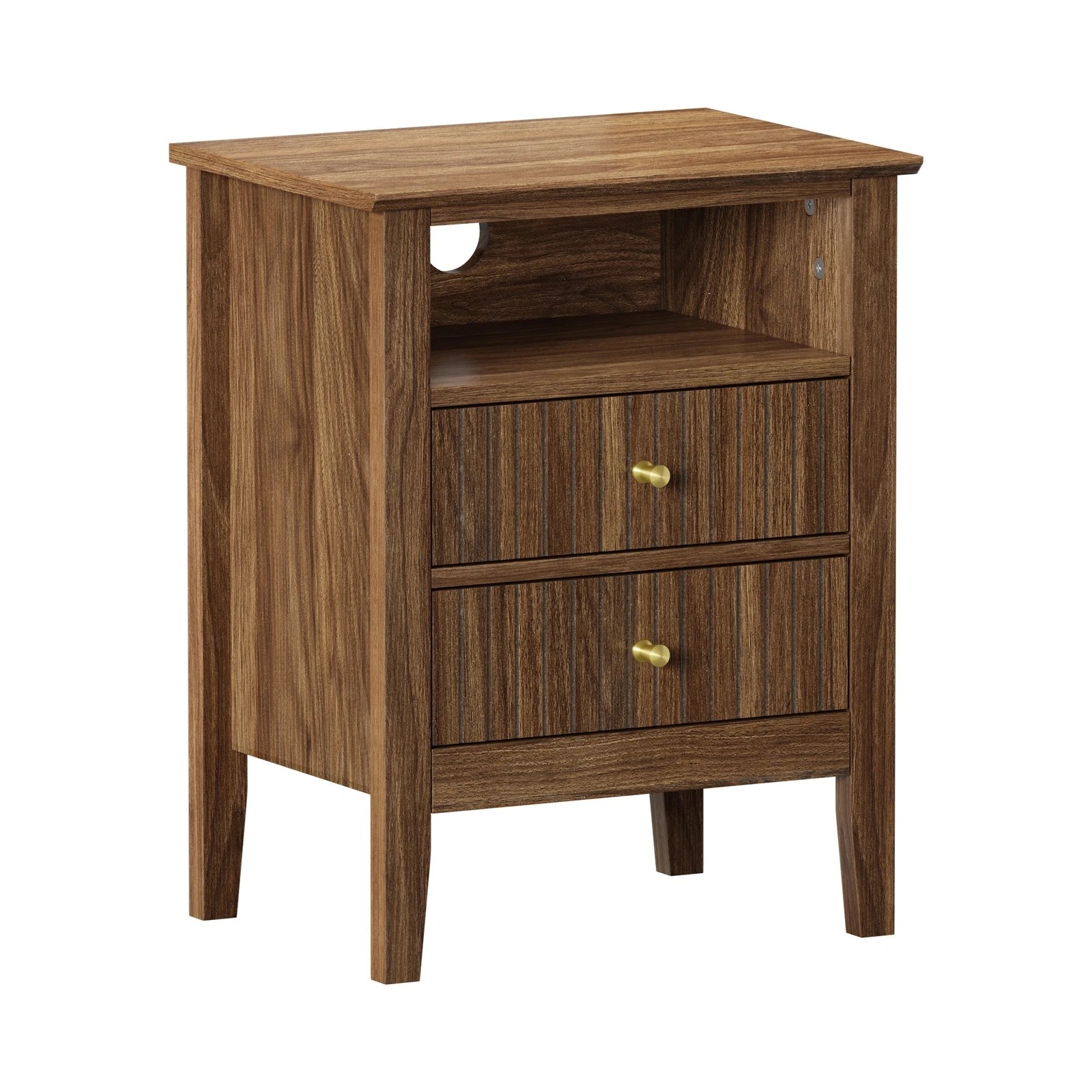 6 Oikiture 2x Bedside Table Nightstand 2 Drawer with Shelf Storage Cabinet - Brown, 6 of 9