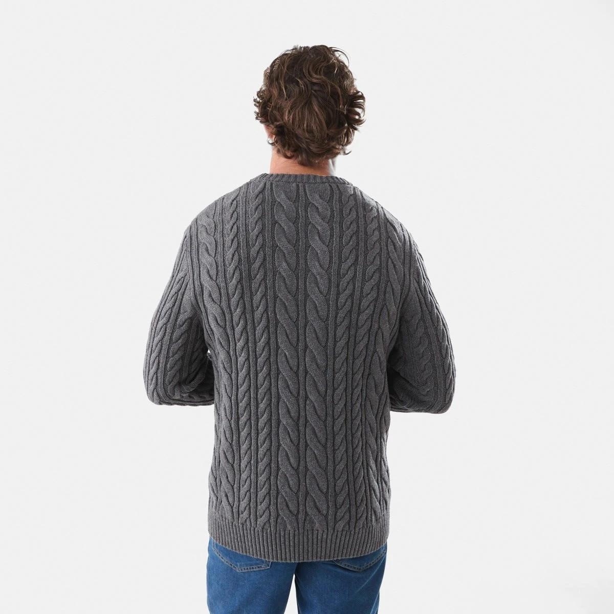3 Cable Knit Jumper Gry Chmrle, 3 of 5