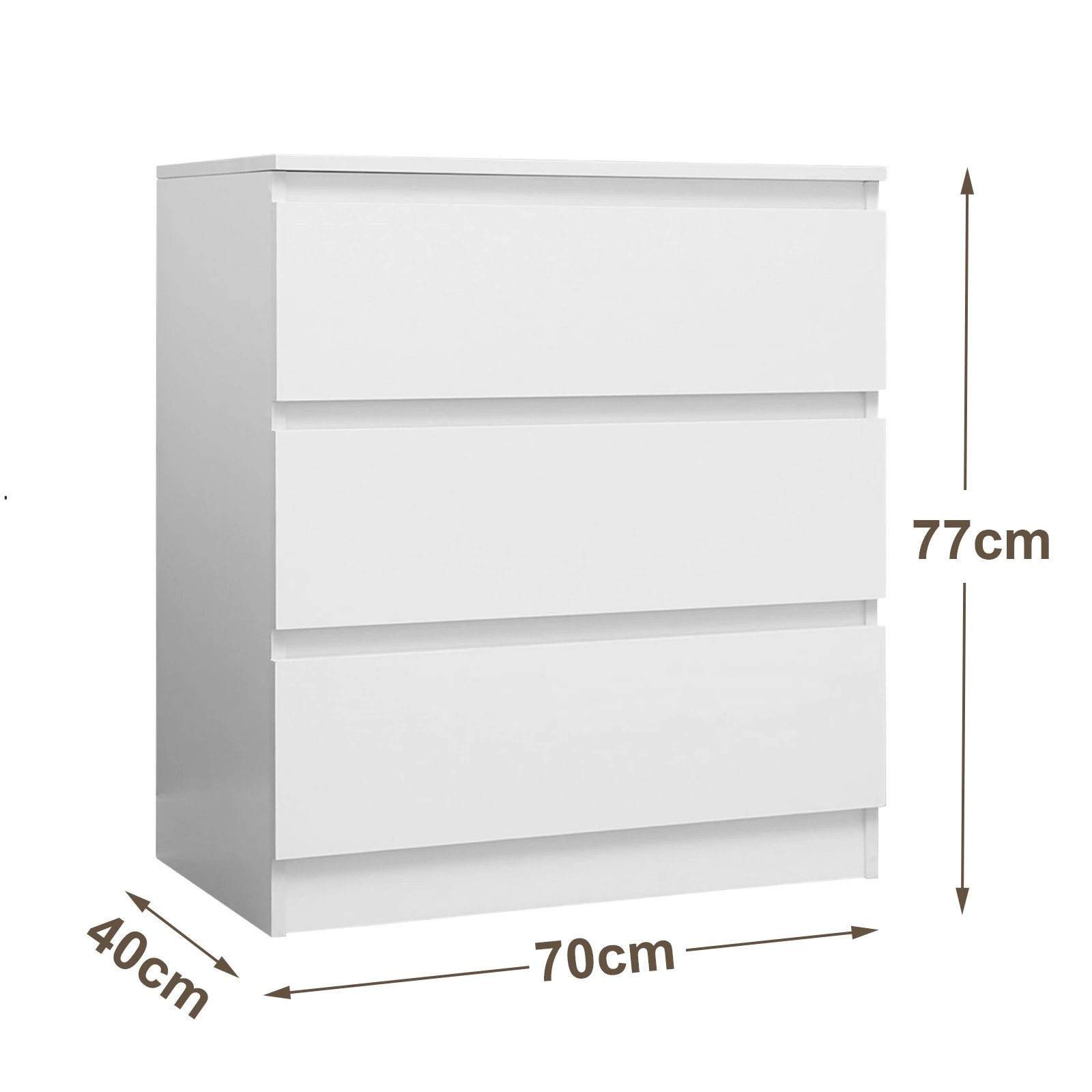 3 Advwin Bedside Table 3 Large Drawers Nightstand For Bedroom Living Room Office - White, 3 of 6