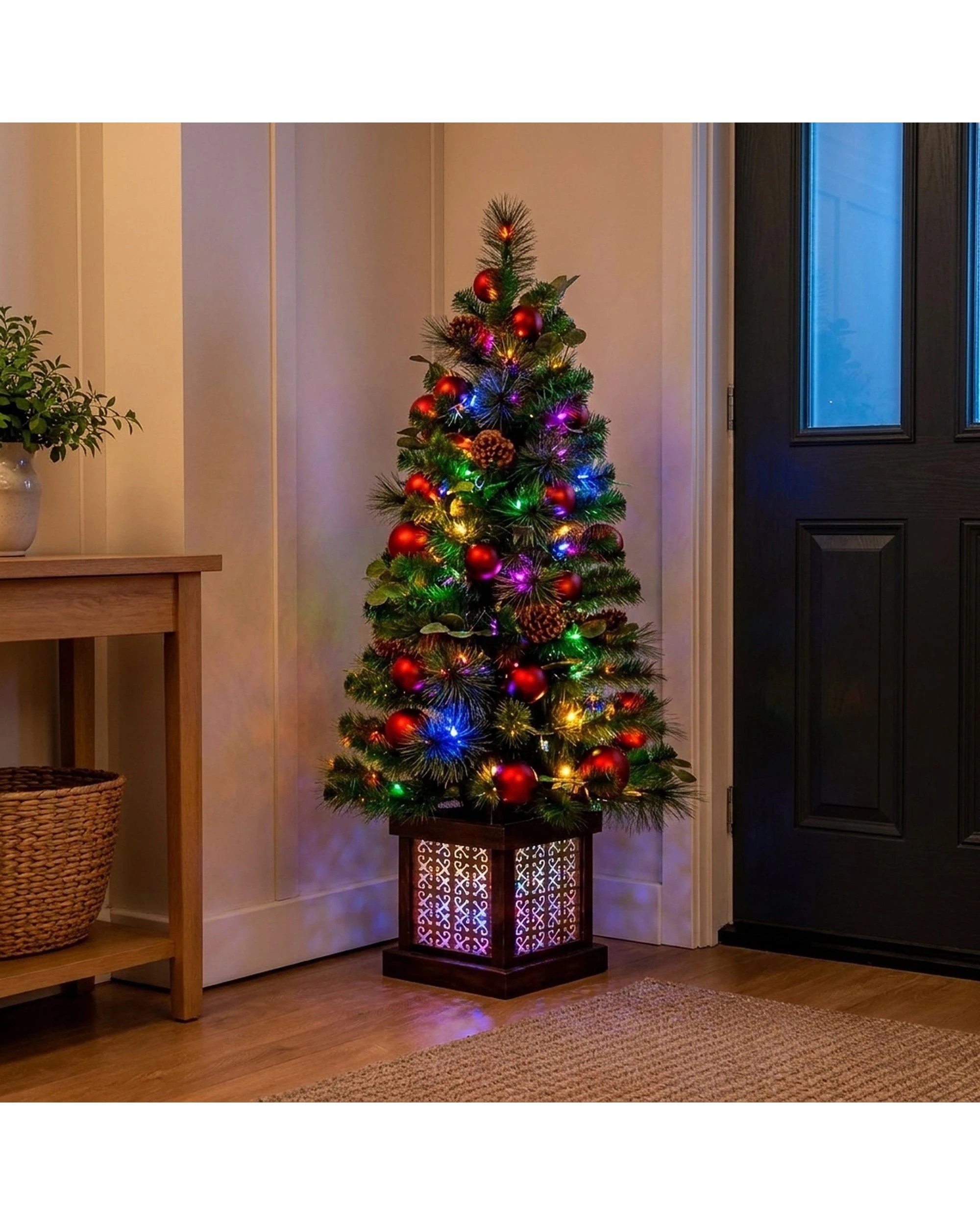 7 Christabelle 1.2m 4ft Sable Fir Potted Christmas Tree Pre Lit Multi Function LED Artificial Indoor Xmas Decor Home, 7 of 10