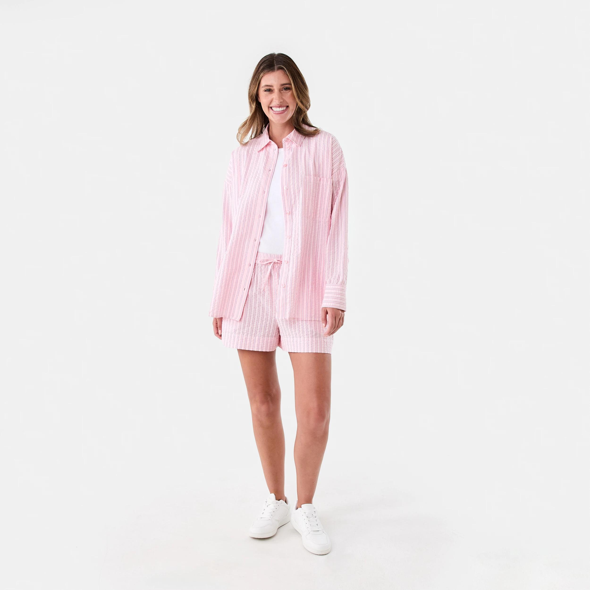 9 Long Sleeve Oversized Seersucker Shirt S Strp Sb, 9 of 9