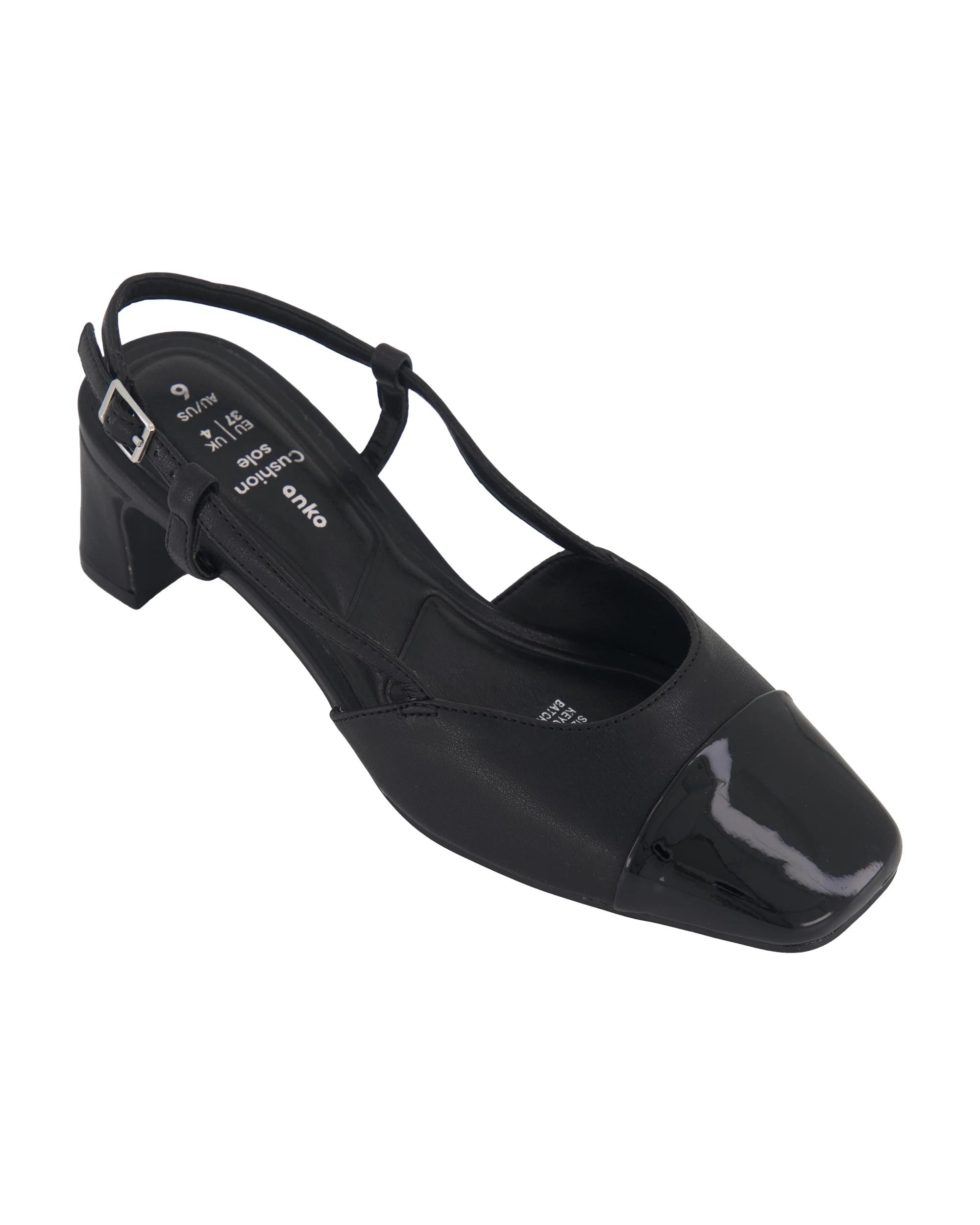 5 Slingback Toe Cap Heels Black, 5 of 5