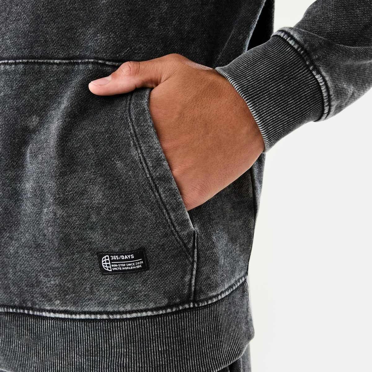 5 Oversized Washed Hoodie with Pocket Black, 5 of 10