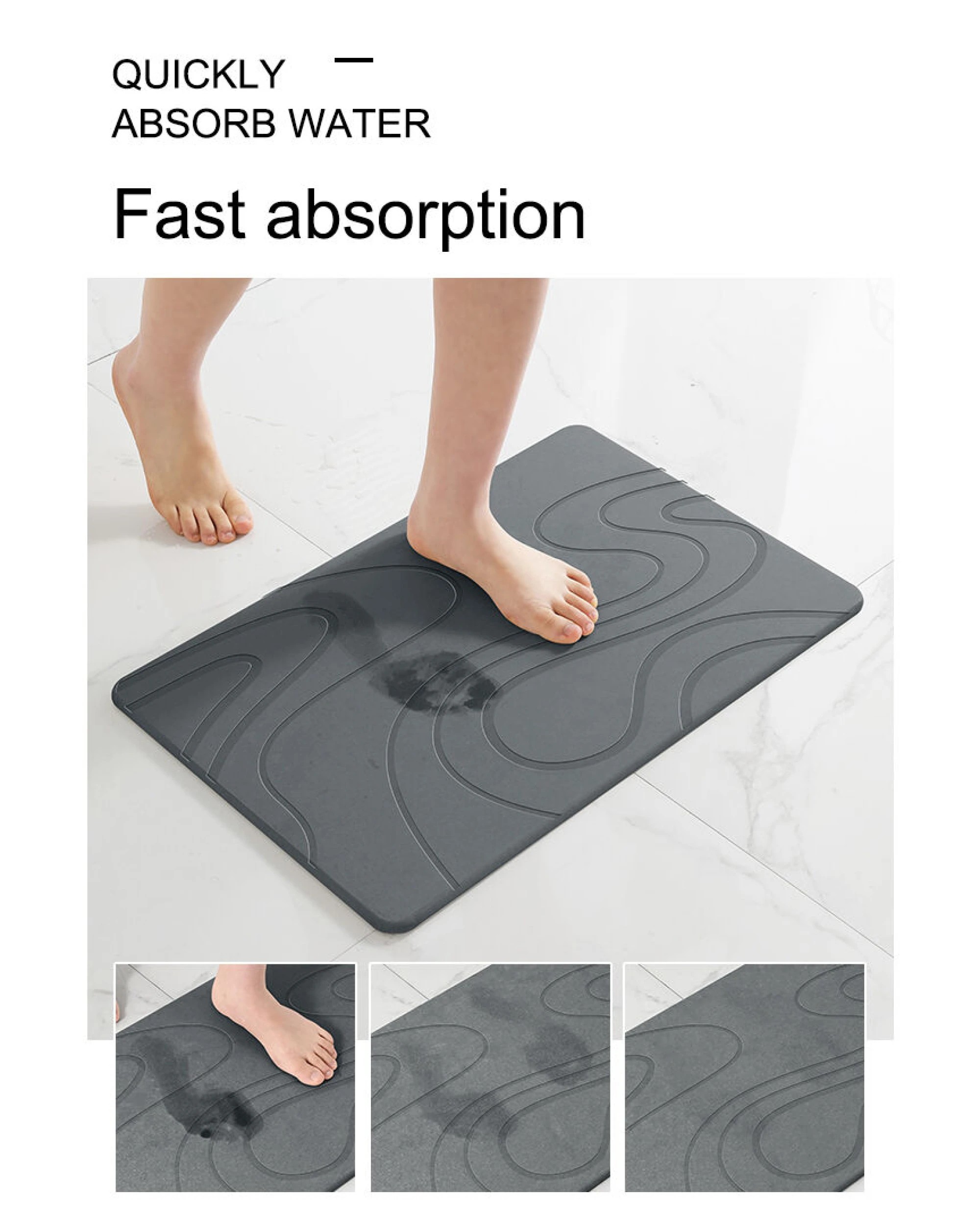 6 BR Home Diatomite Bath Mat with Anti-Slip Design for Quick Drying, 6 of 8