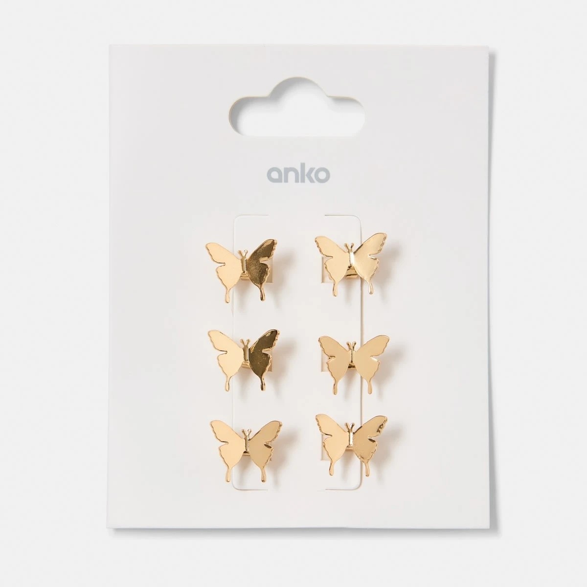 4 6 Pack Gold Tone Mini Butterfly Hair Clips, 4 of 4