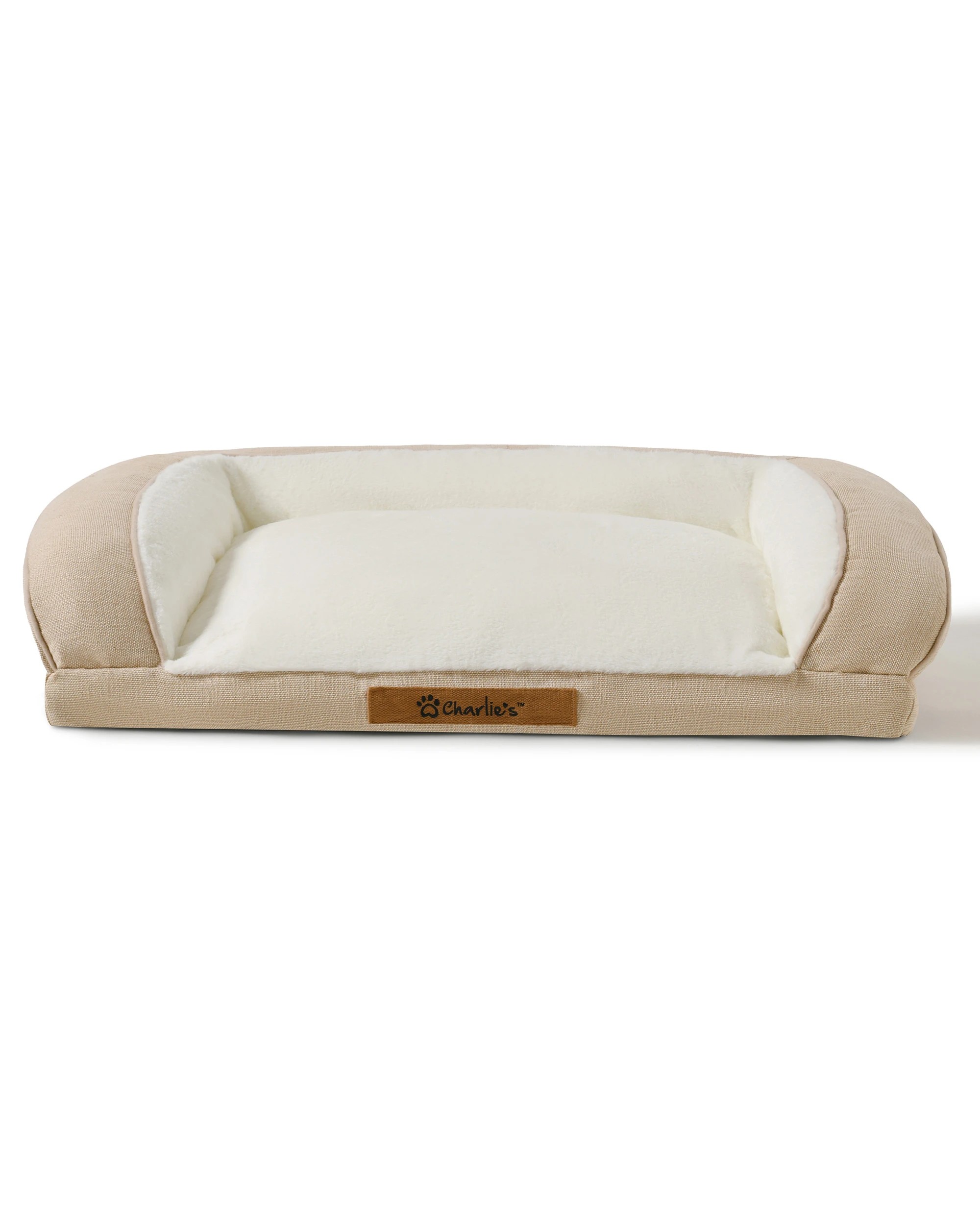 3 Charlie's Camden Cotton Jute Plush Sofa Dog Bed Medium - Natural, 3 of 8