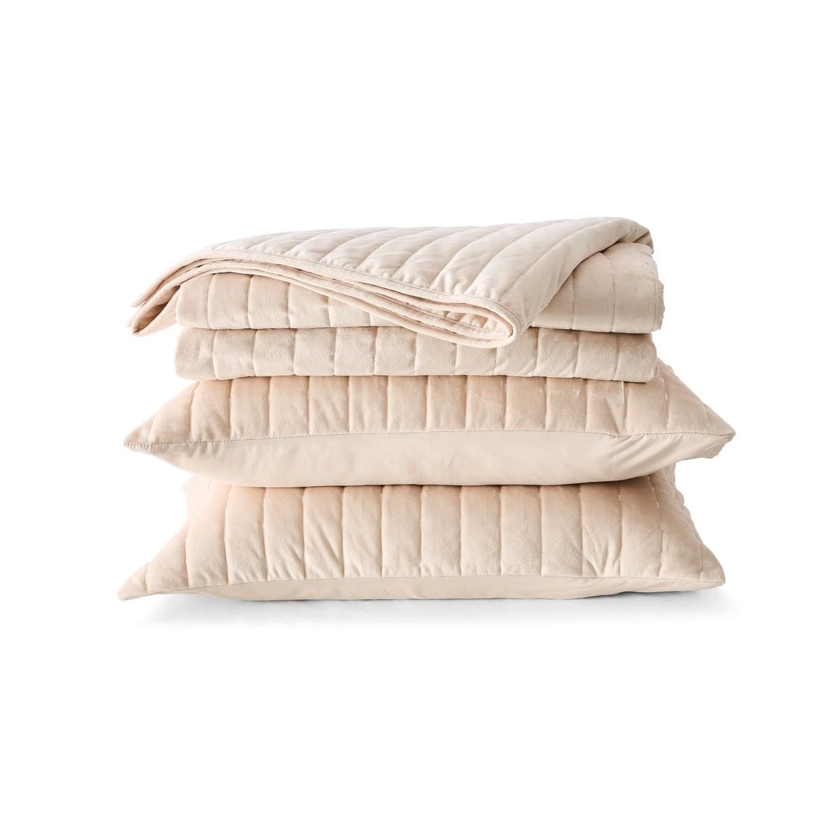 5 Velvet Coverlet Set - Queen/King Bed, Nude, 5 of 6