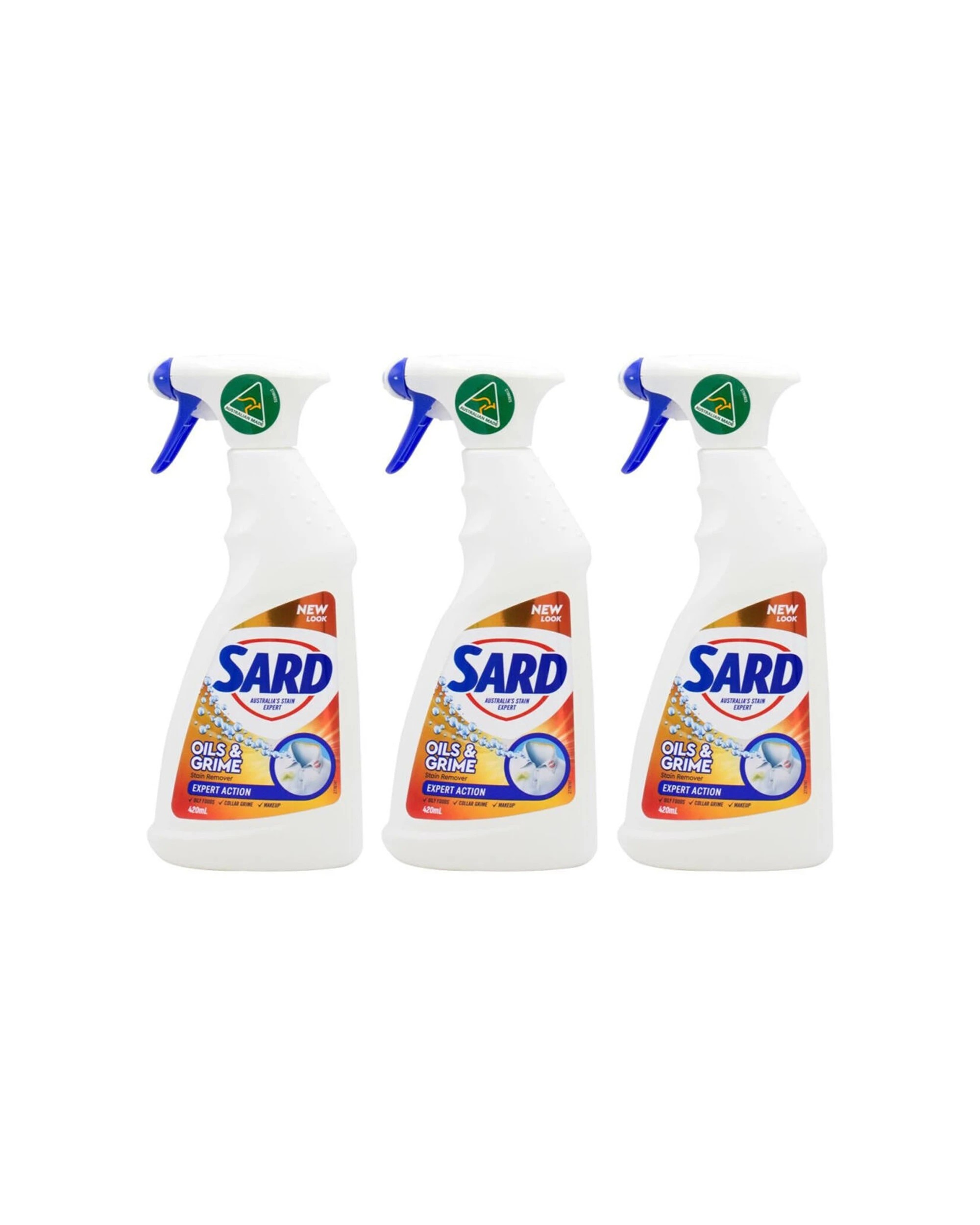 1 Sard Wonder 3PK Oils & Grime Laundry Spray Clothes Cleaning Stain Remover 420ml - White, 1 of 3